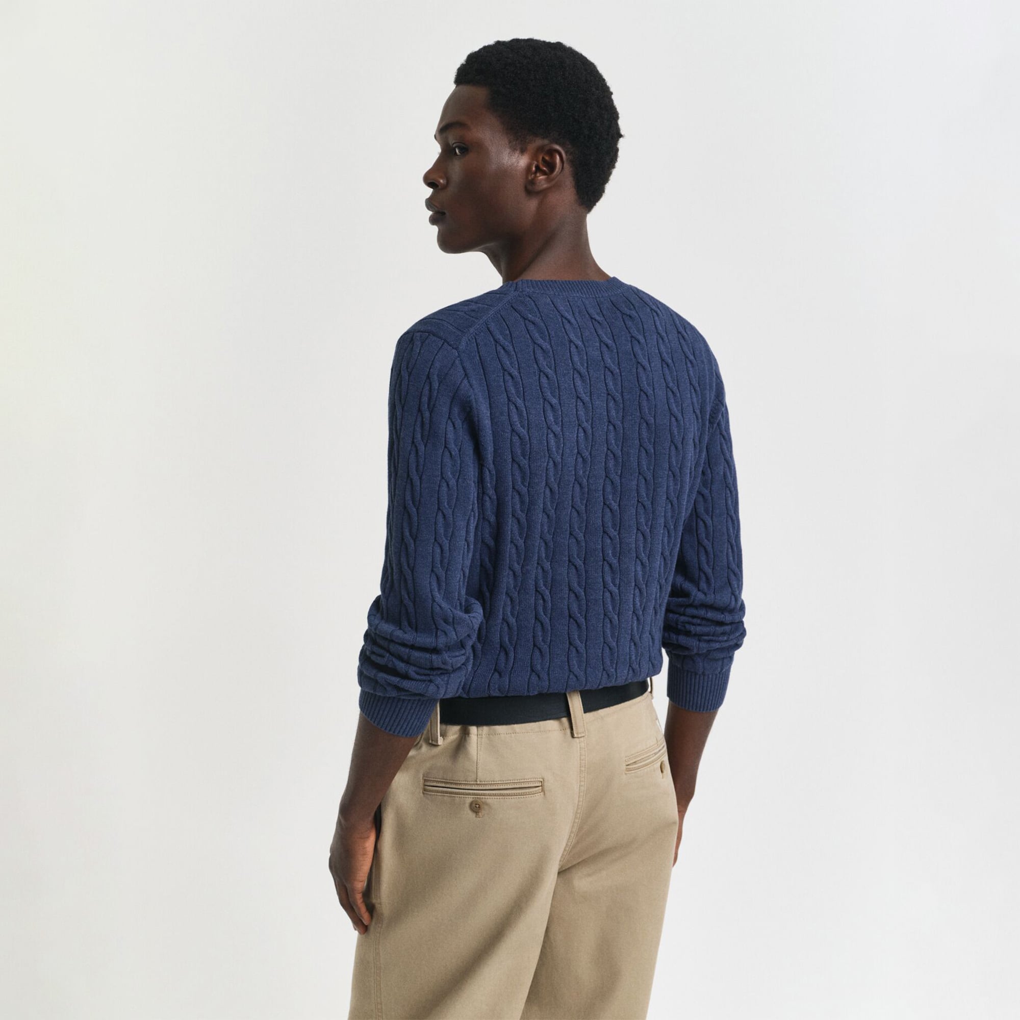 GANT Erkek Lacivert Regular Fit Bisiklet Yaka Örgü Kazak