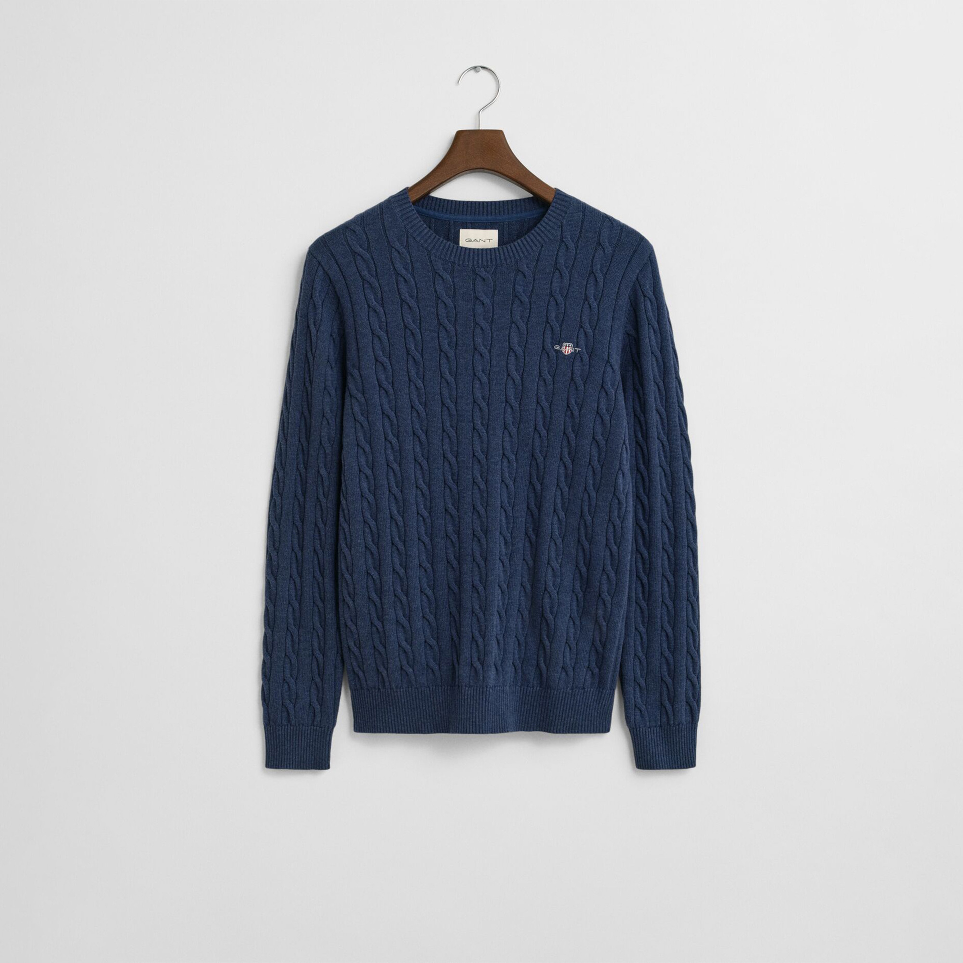 GANT Erkek Lacivert Regular Fit Bisiklet Yaka Örgü Kazak