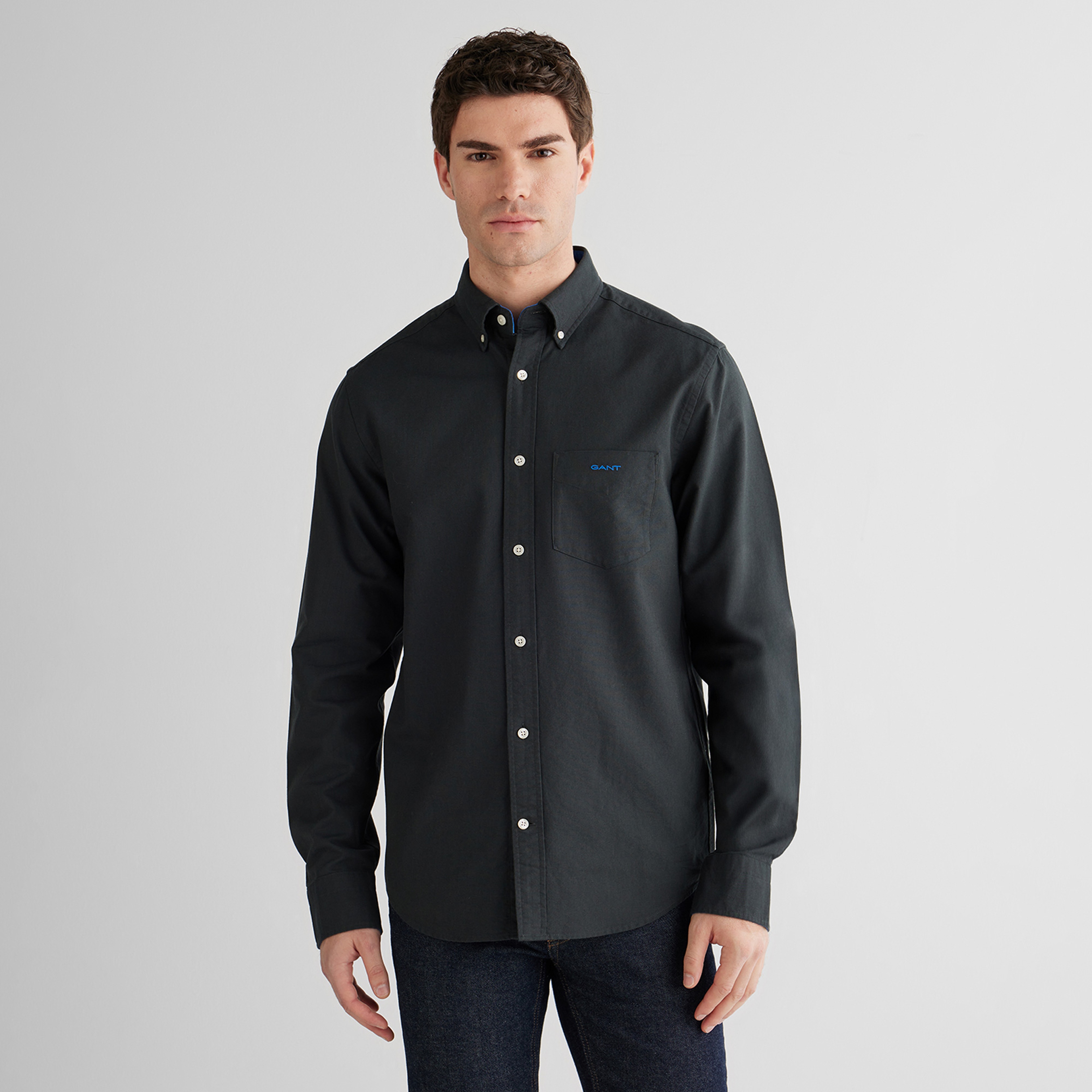 GANT Erkek Siyah Regular Fit Oxford Gömlek