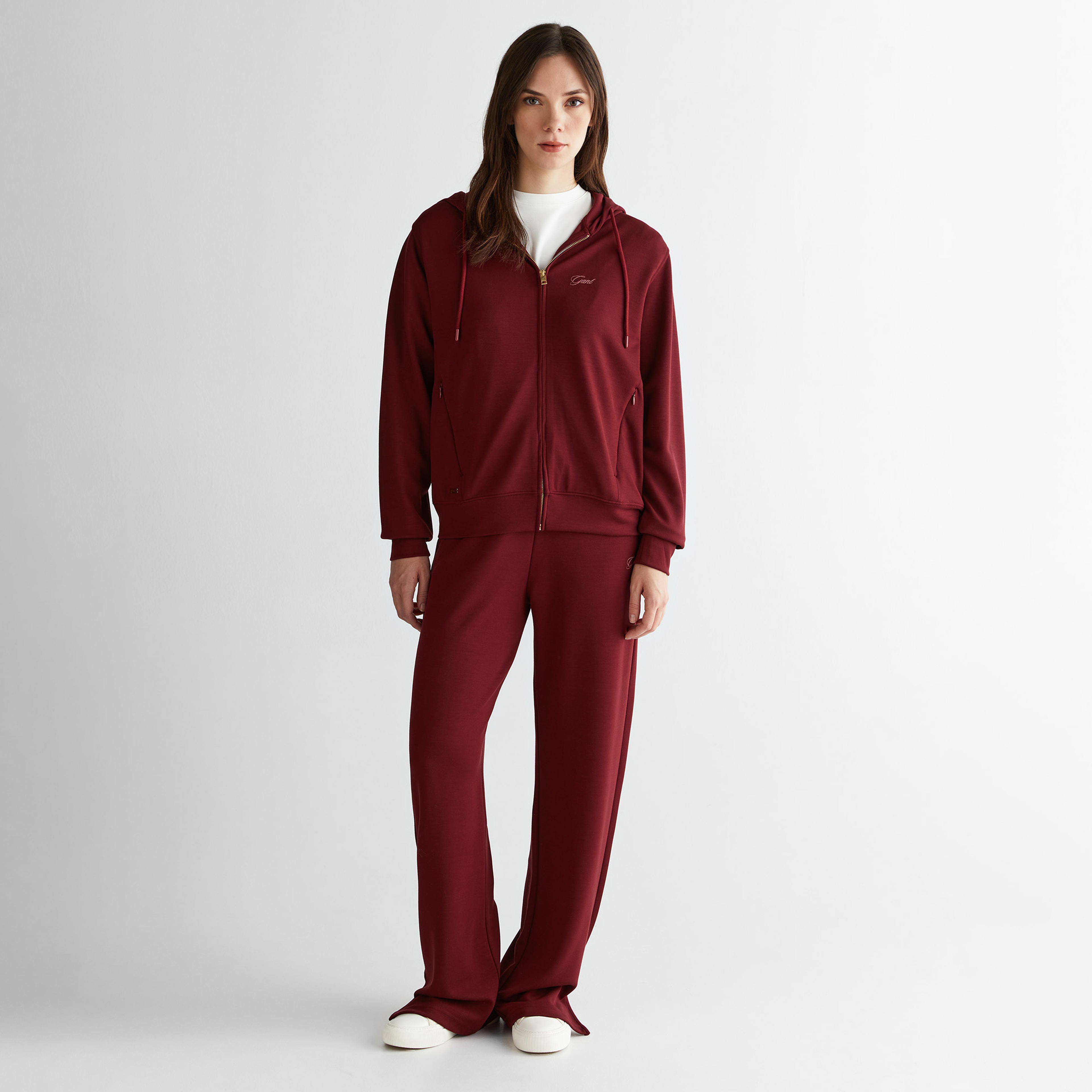 GANT Kadın Bordo Regular Fit Fermuarlı Sweatshirt