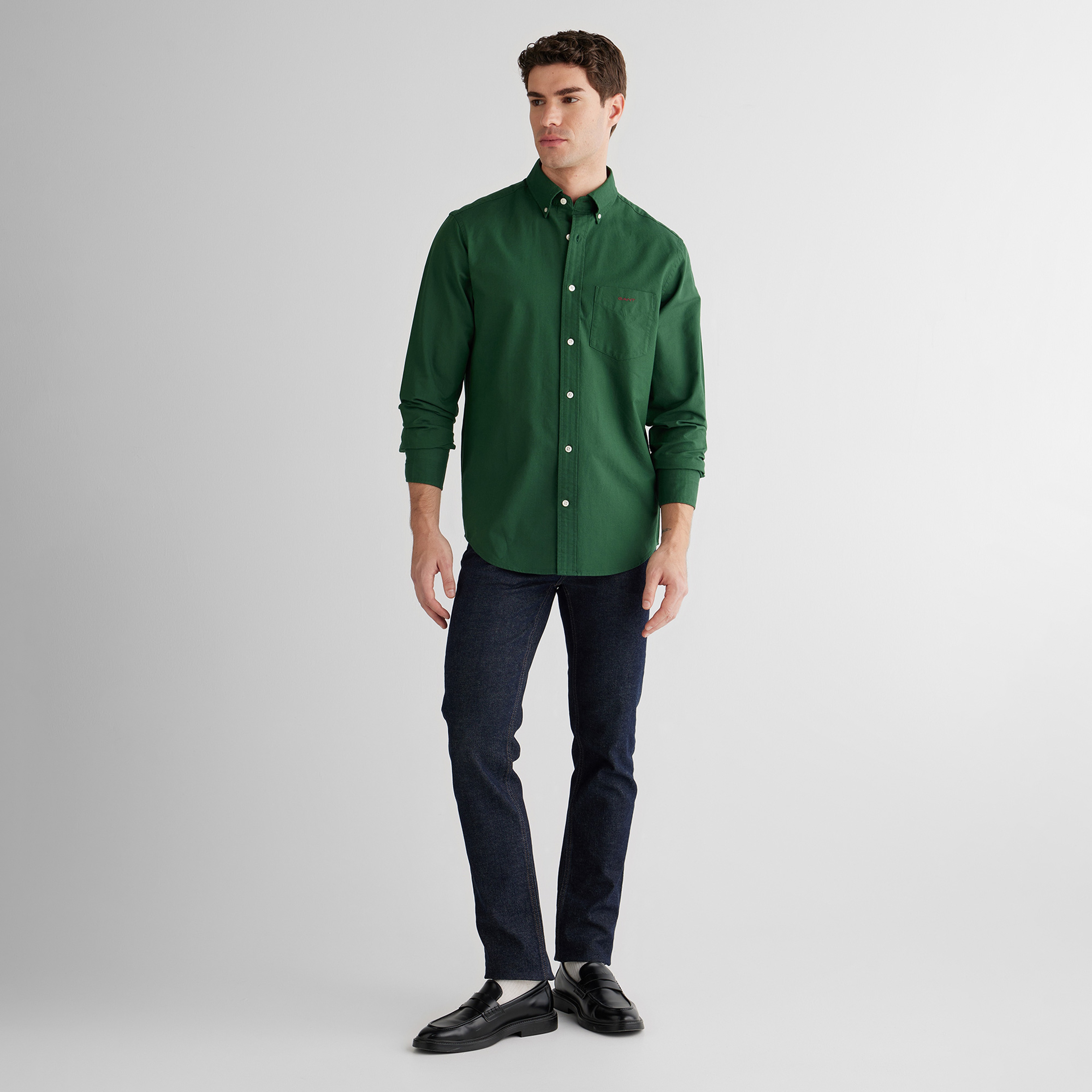 GANT Erkek Yeşil Regular Fit Oxford Gömlek