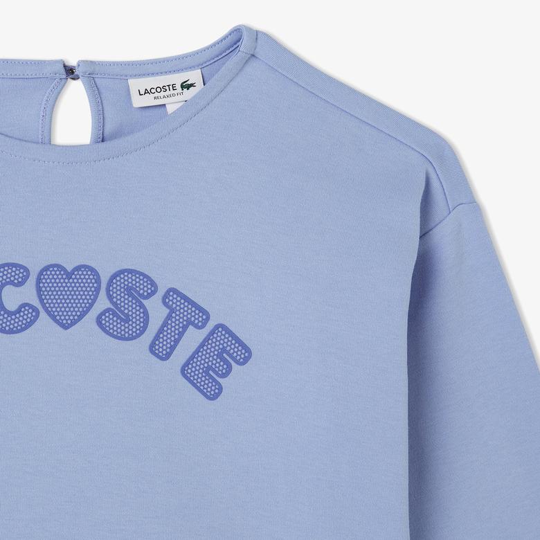 Lacoste Çocuk Uzun Kollu Bisiklet Yaka Baskılı Mavi T-Shirt