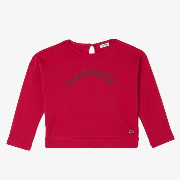 Lacoste Çocuk Uzun Kollu Bisiklet Yaka Baskılı Pembe T-Shirt