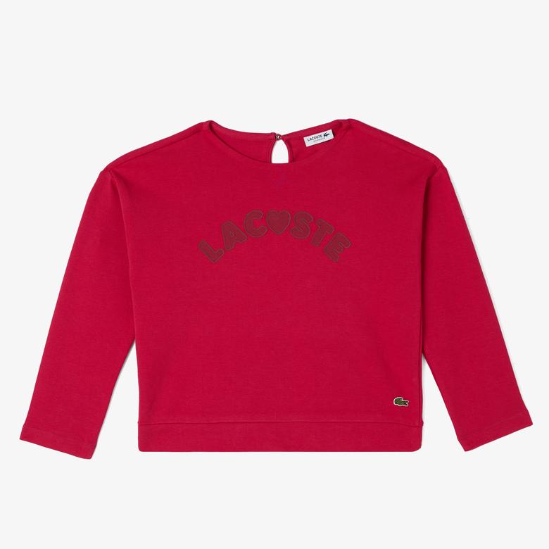 Lacoste Çocuk Uzun Kollu Bisiklet Yaka Baskılı Pembe T-Shirt