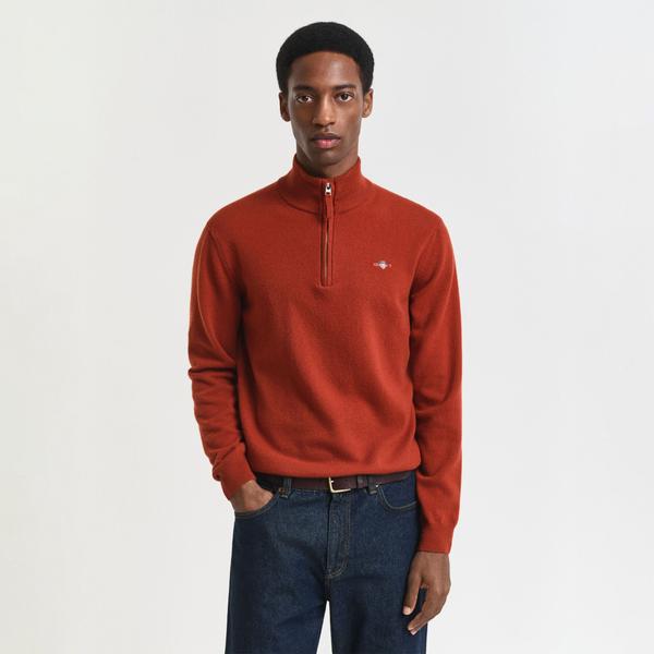 GANT Erkek Kırmızı Regular Fit Yarım Fermuarlı Kazak