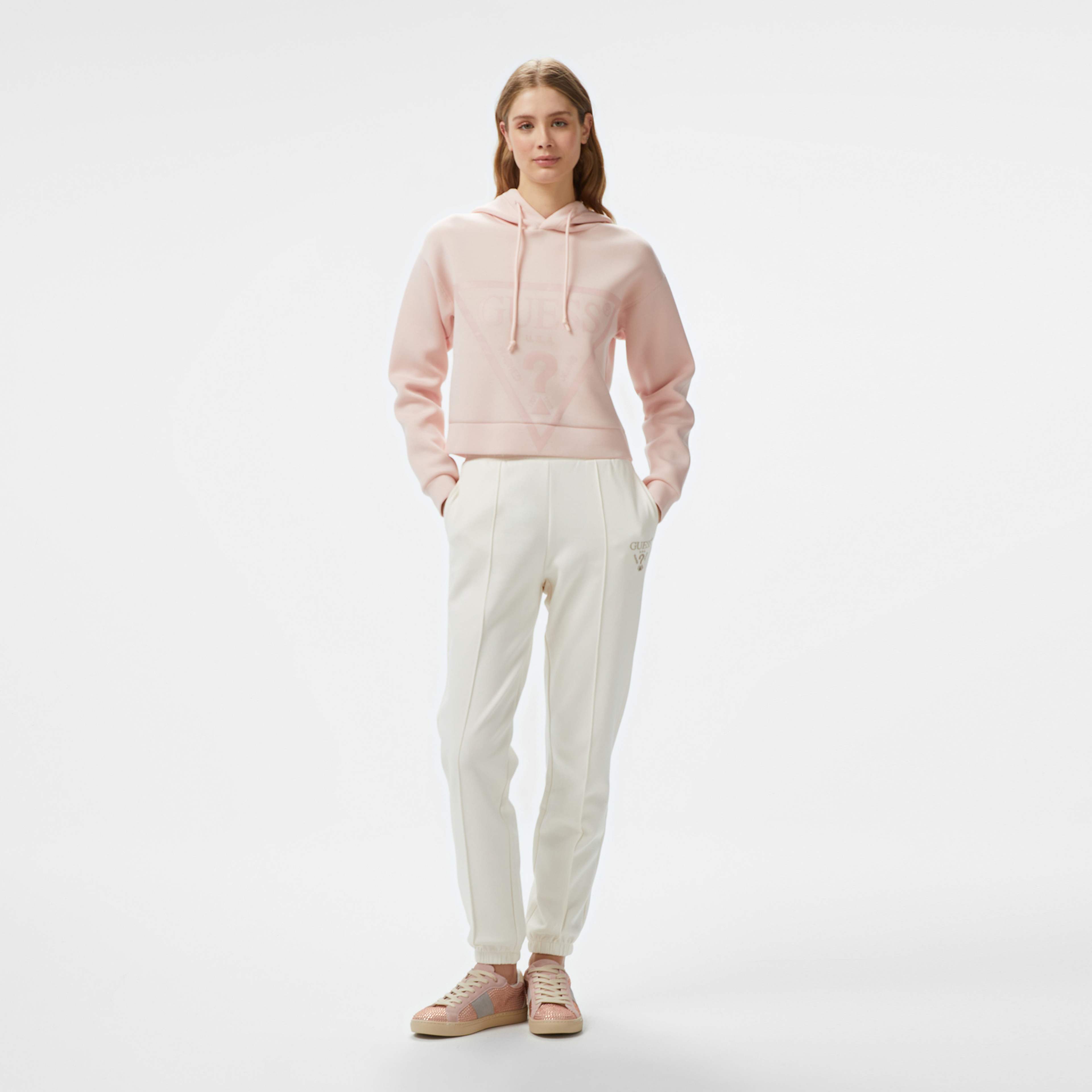 Guess New Alisa Eco Soft Tech Scuba 340 Kadın Pembe Sweatshirt