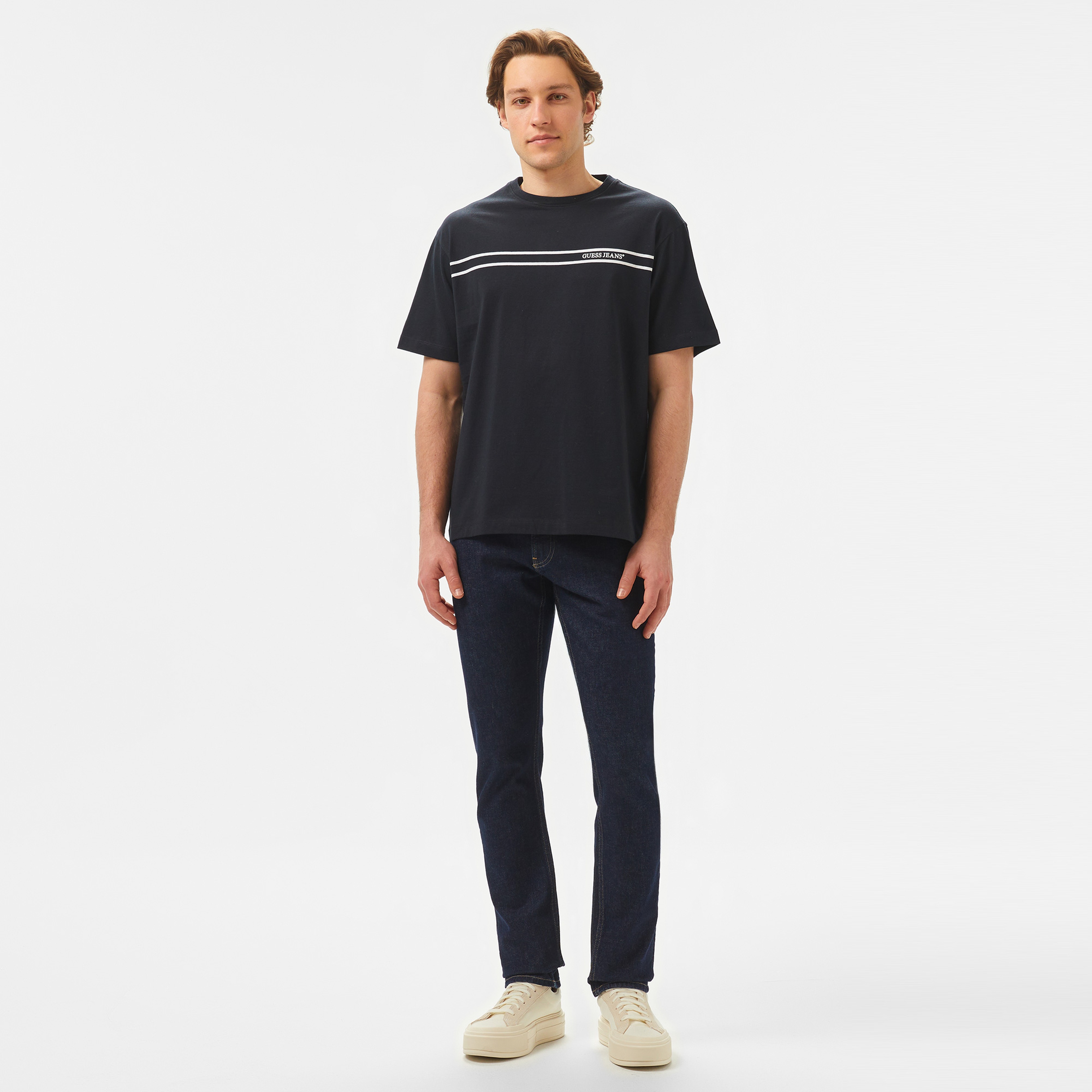 Guess Cn Reg Chest S Mid Organic Heavy 205 Erkek Siyah T-Shirt