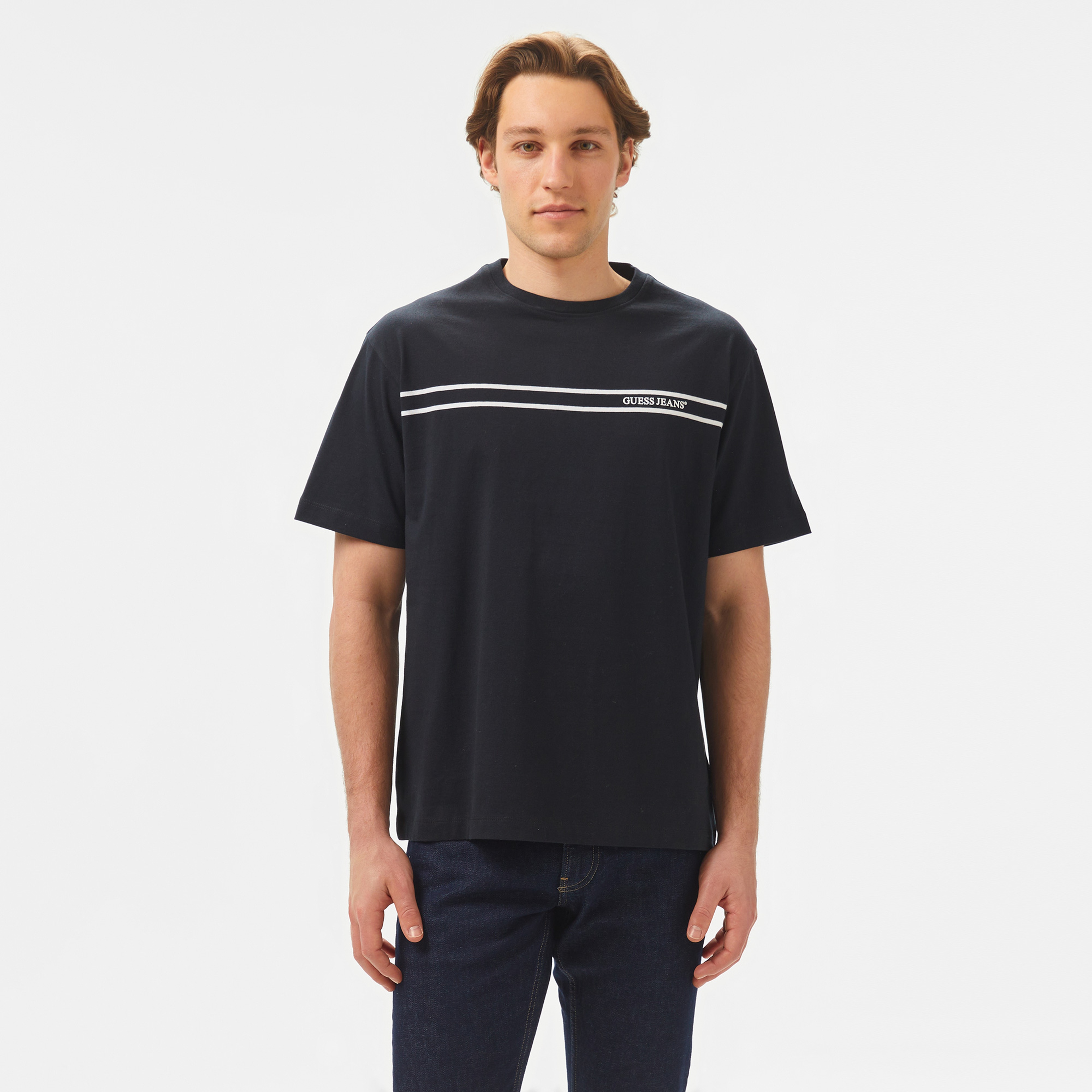 Guess Cn Reg Chest S Mid Organic Heavy 205 Erkek Siyah T-Shirt