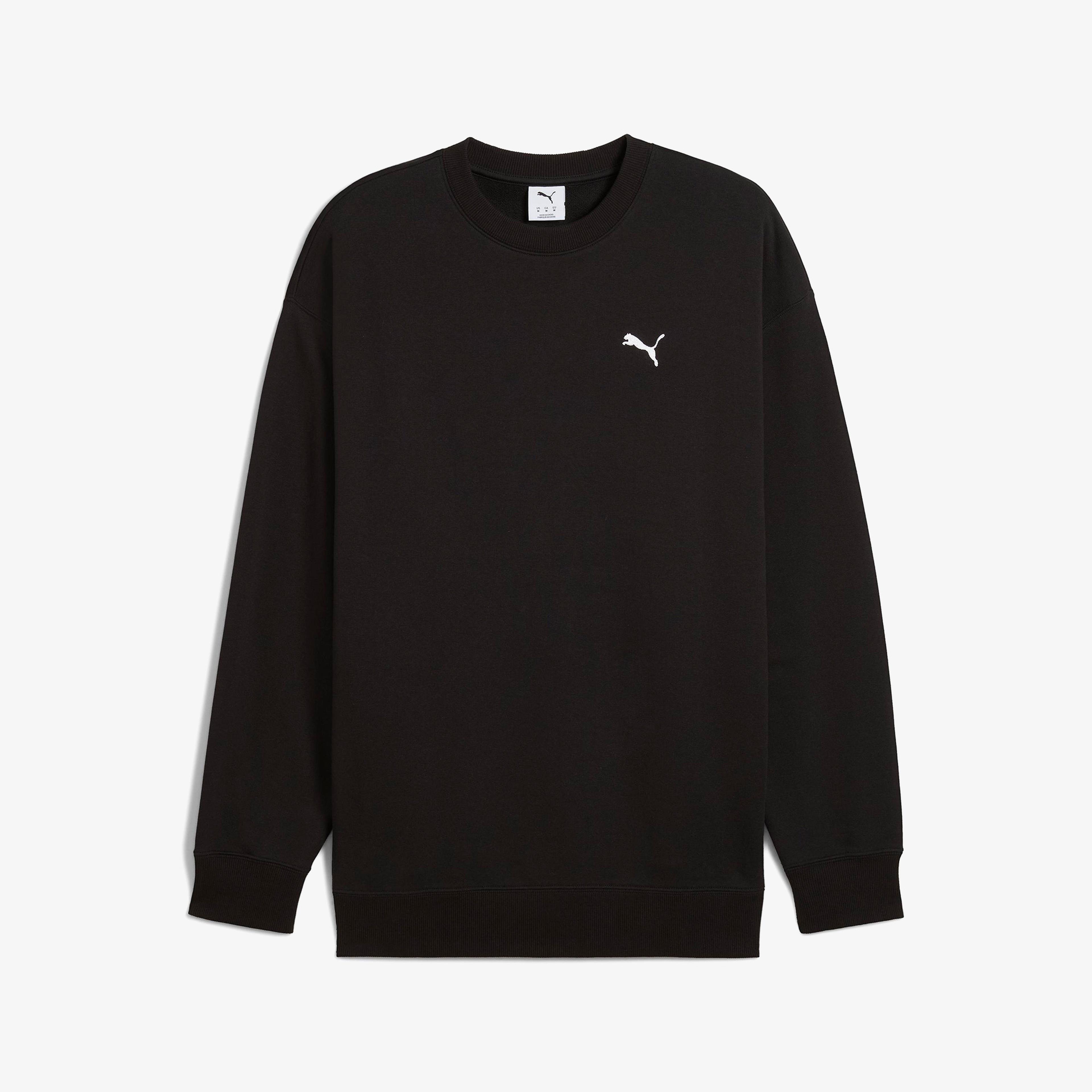 Puma Wardrobe Essential Relaxed Crew Erkek Siyah Sweatshirt