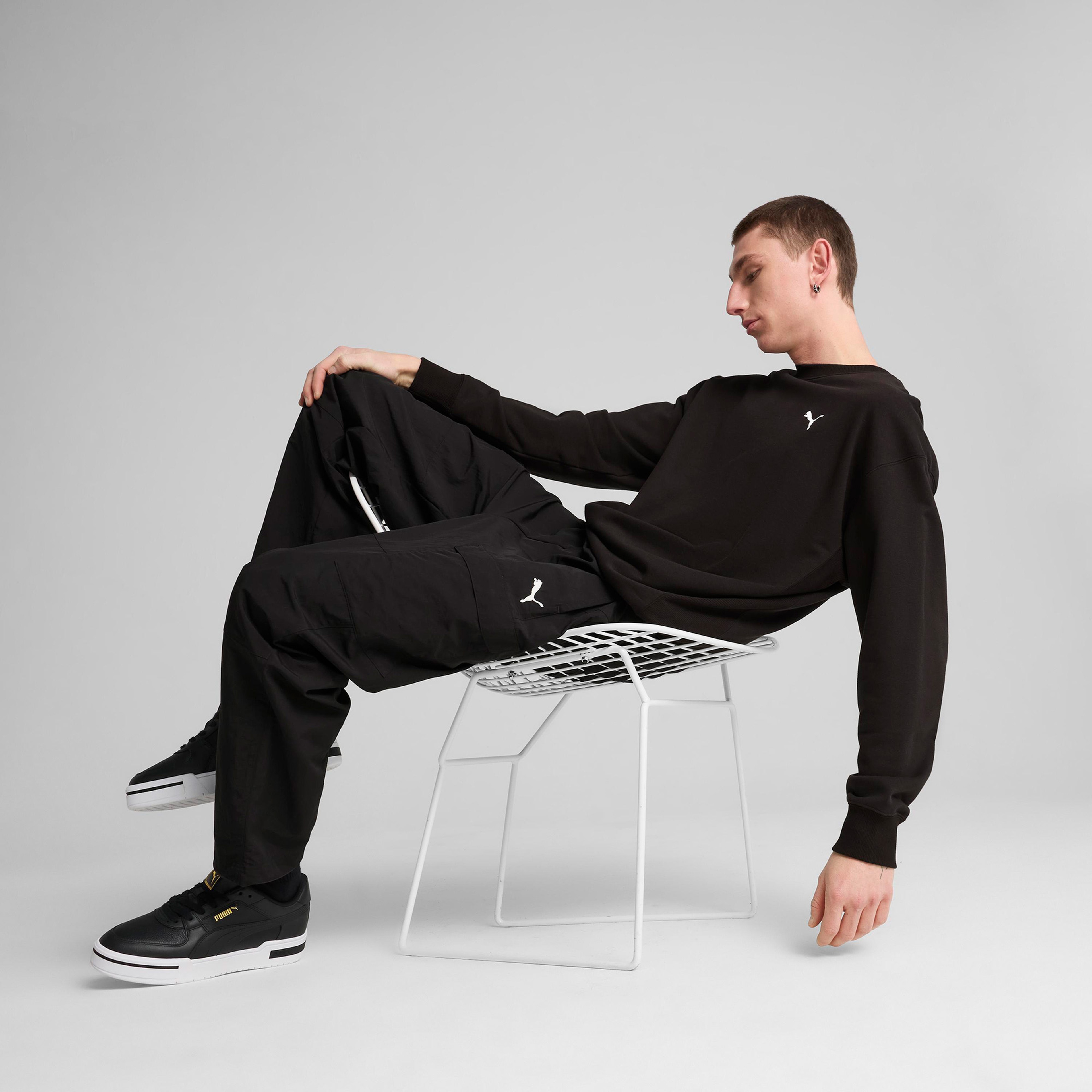 Puma Wardrobe Essential Relaxed Crew Erkek Siyah Sweatshirt