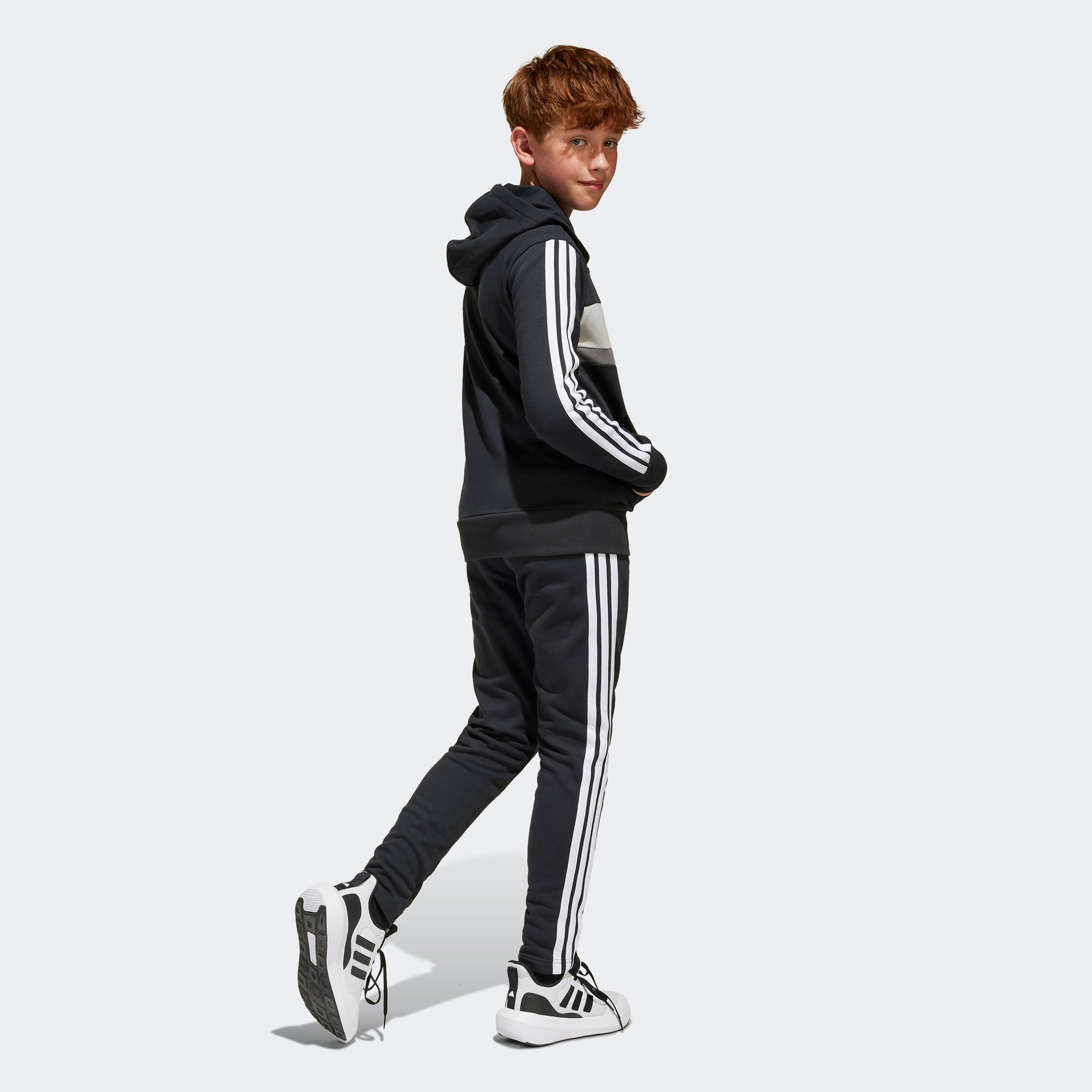 adidas Fleece 3-Stripes Essentials Çocuk Siyah Eşofman Takımı