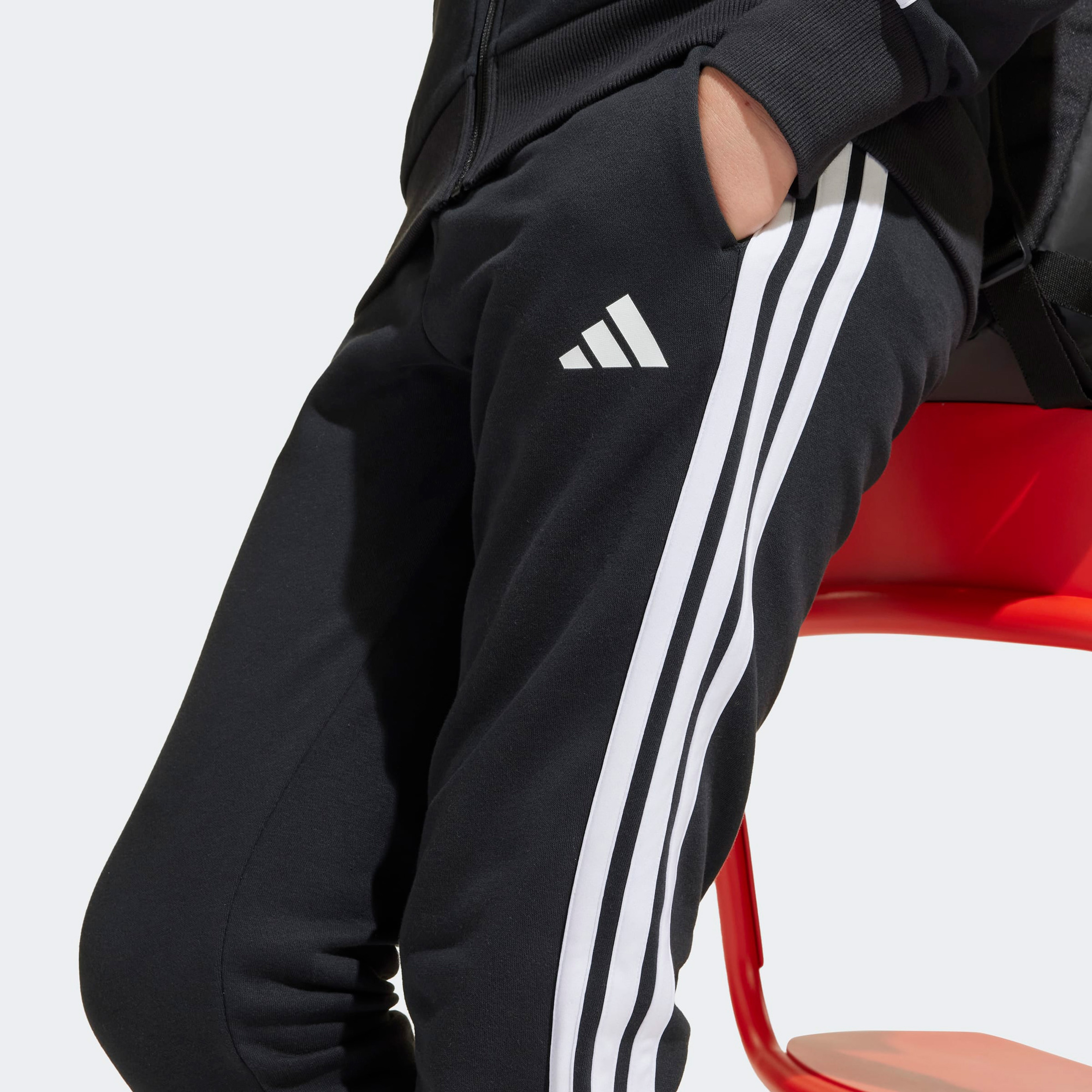adidas Fleece 3-Stripes Essentials Çocuk Siyah Eşofman Takımı