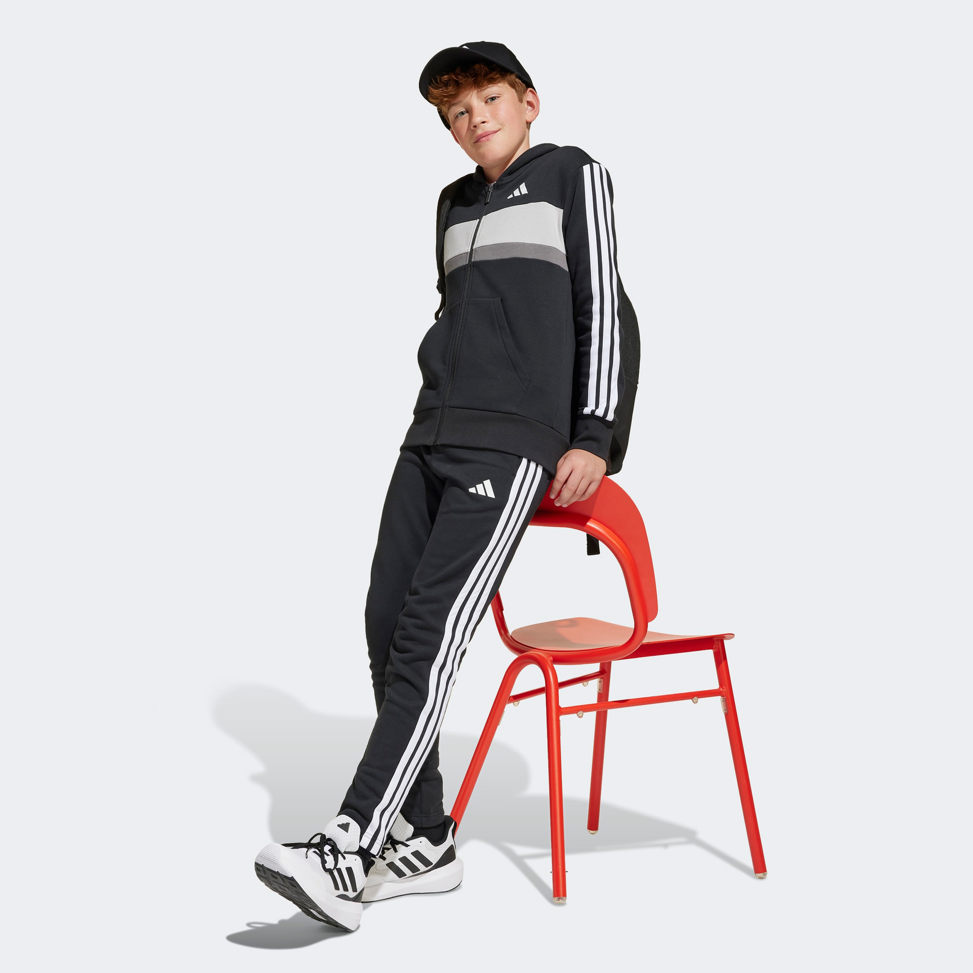 adidas Fleece 3-Stripes Essentials Çocuk Siyah Eşofman Takımı