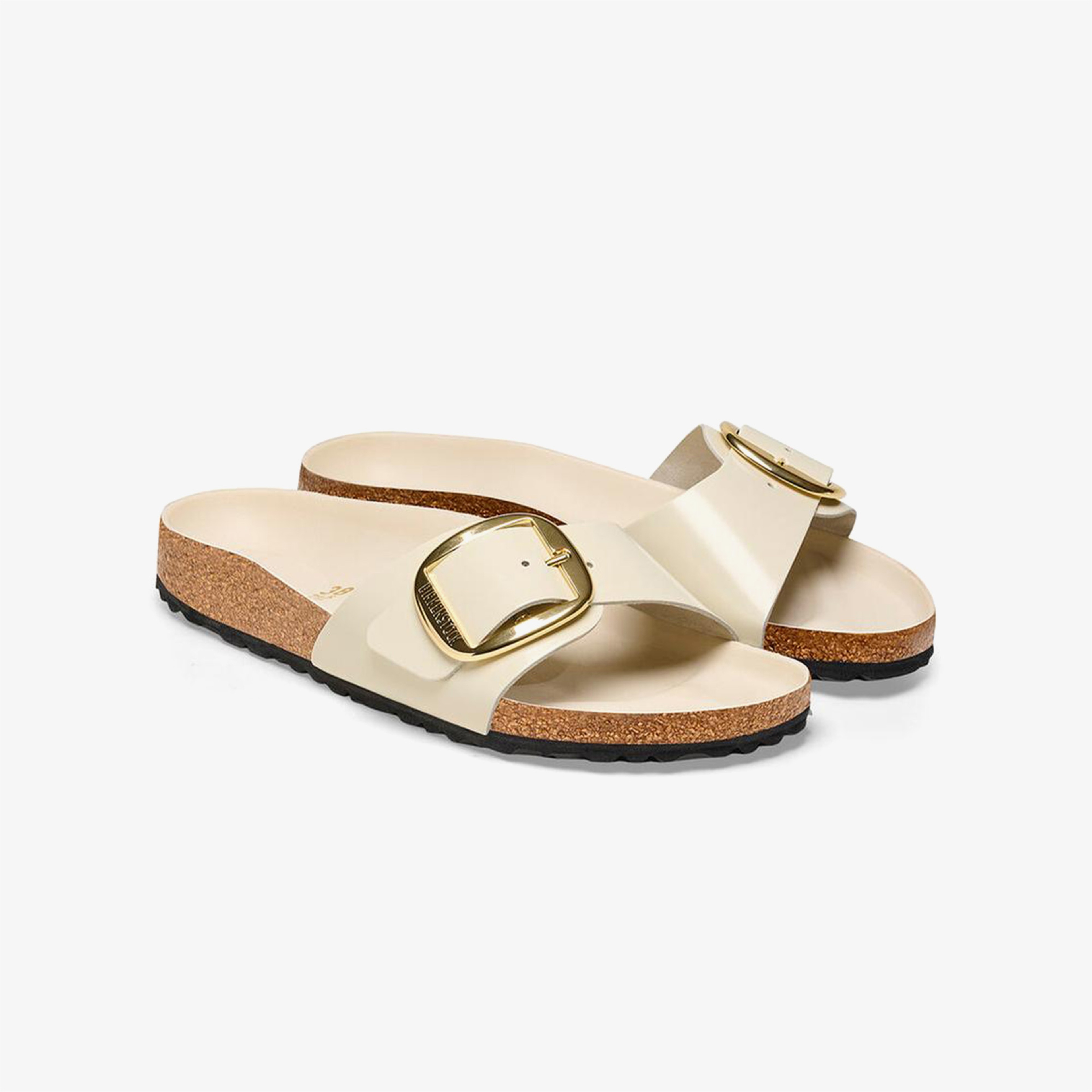 Birkenstock Madrid Big Buckle Nl High Shine Kadın Krem Terlik