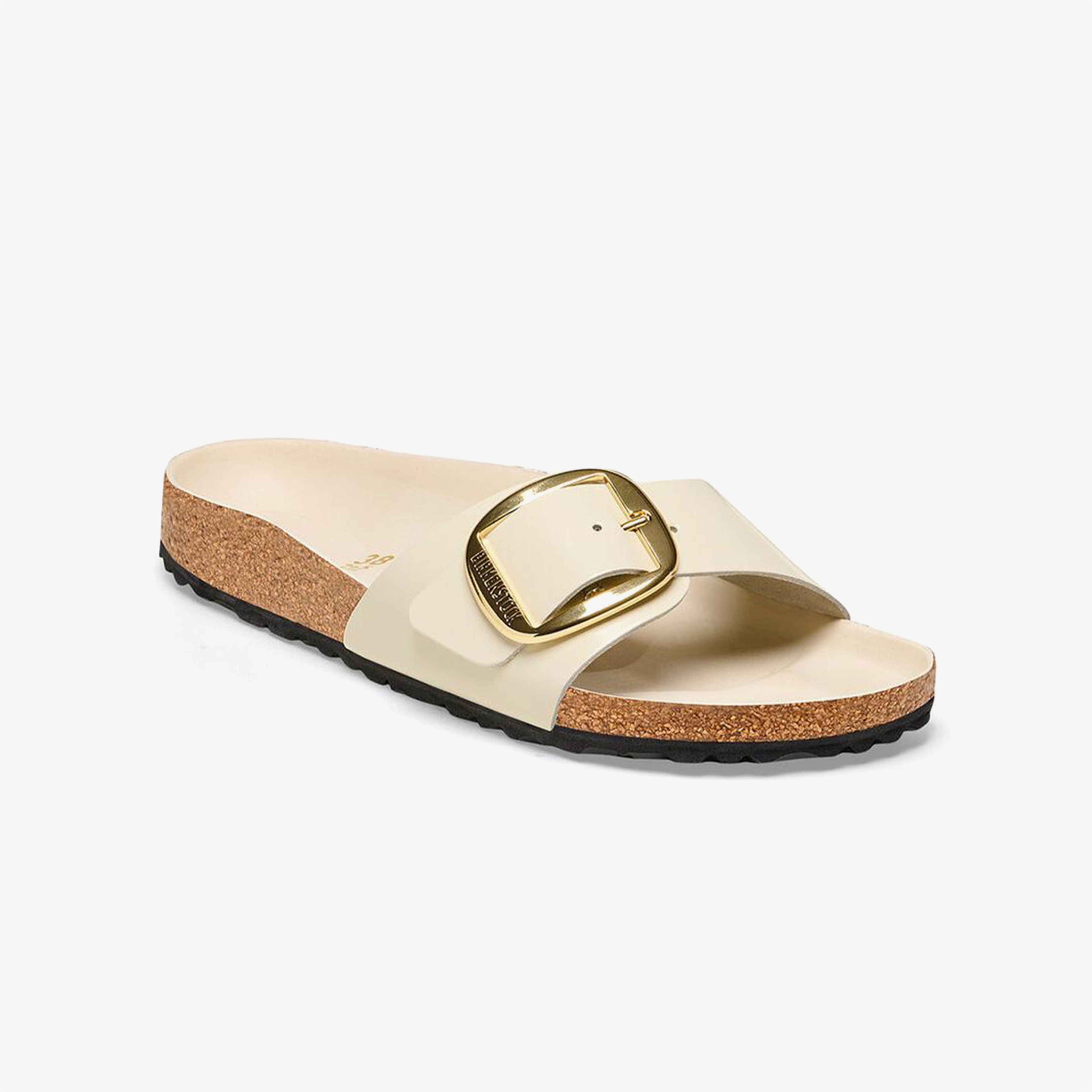 Birkenstock Madrid Big Buckle Nl High Shine Kadın Krem Terlik