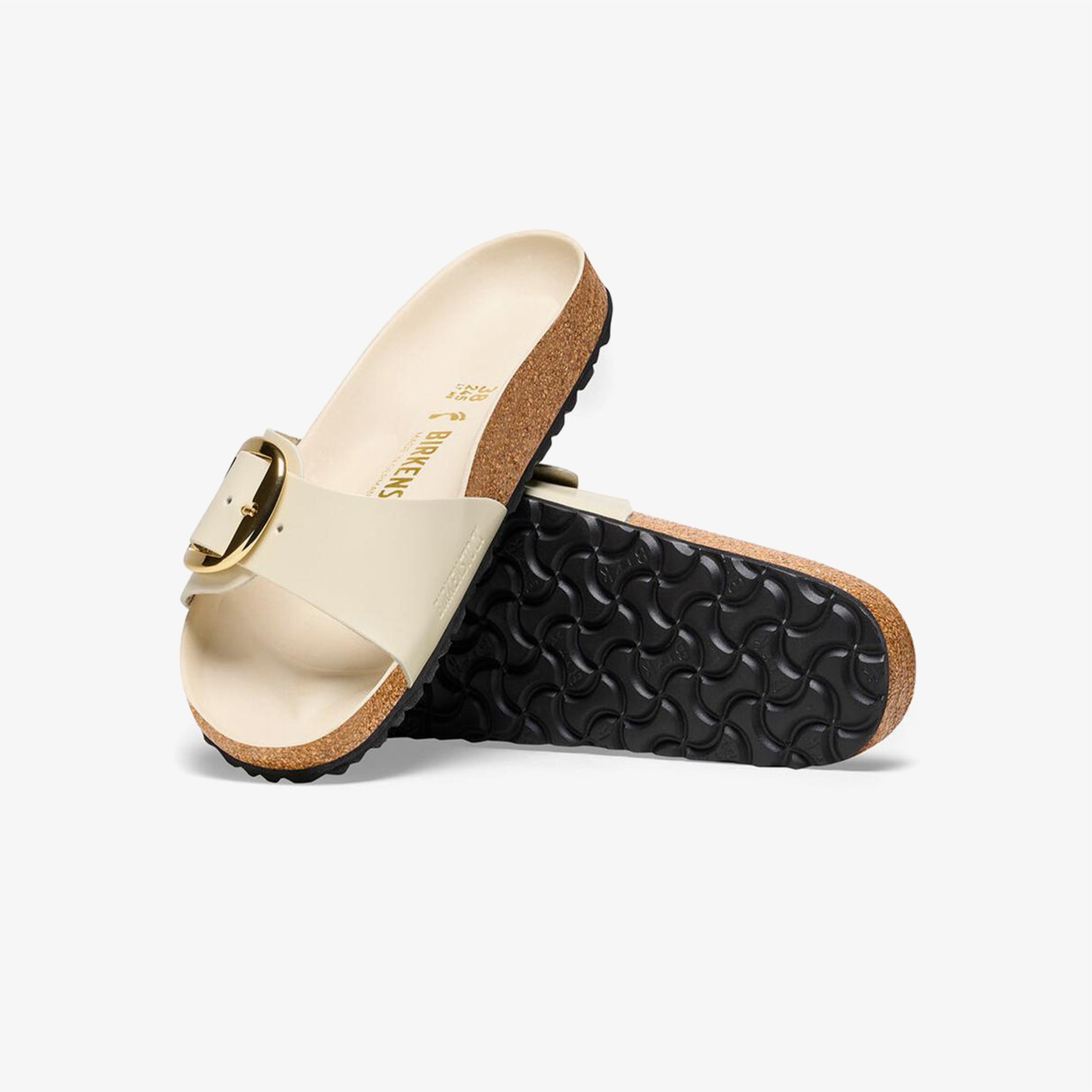 Birkenstock Madrid Big Buckle Nl High Shine Kadın Krem Terlik