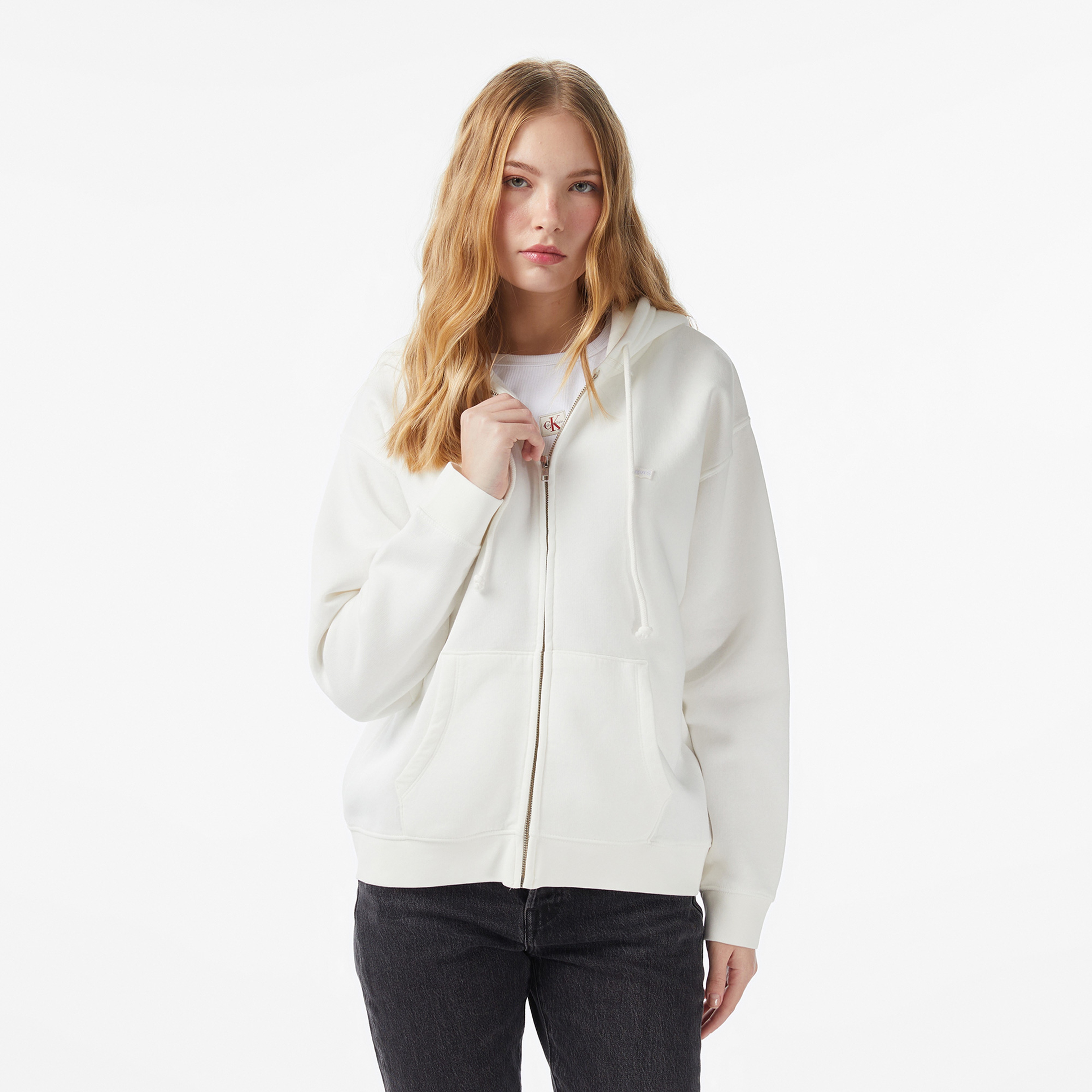 Levi'S Everyday Zip Swizzle Kadın Beyaz Sweatshirt