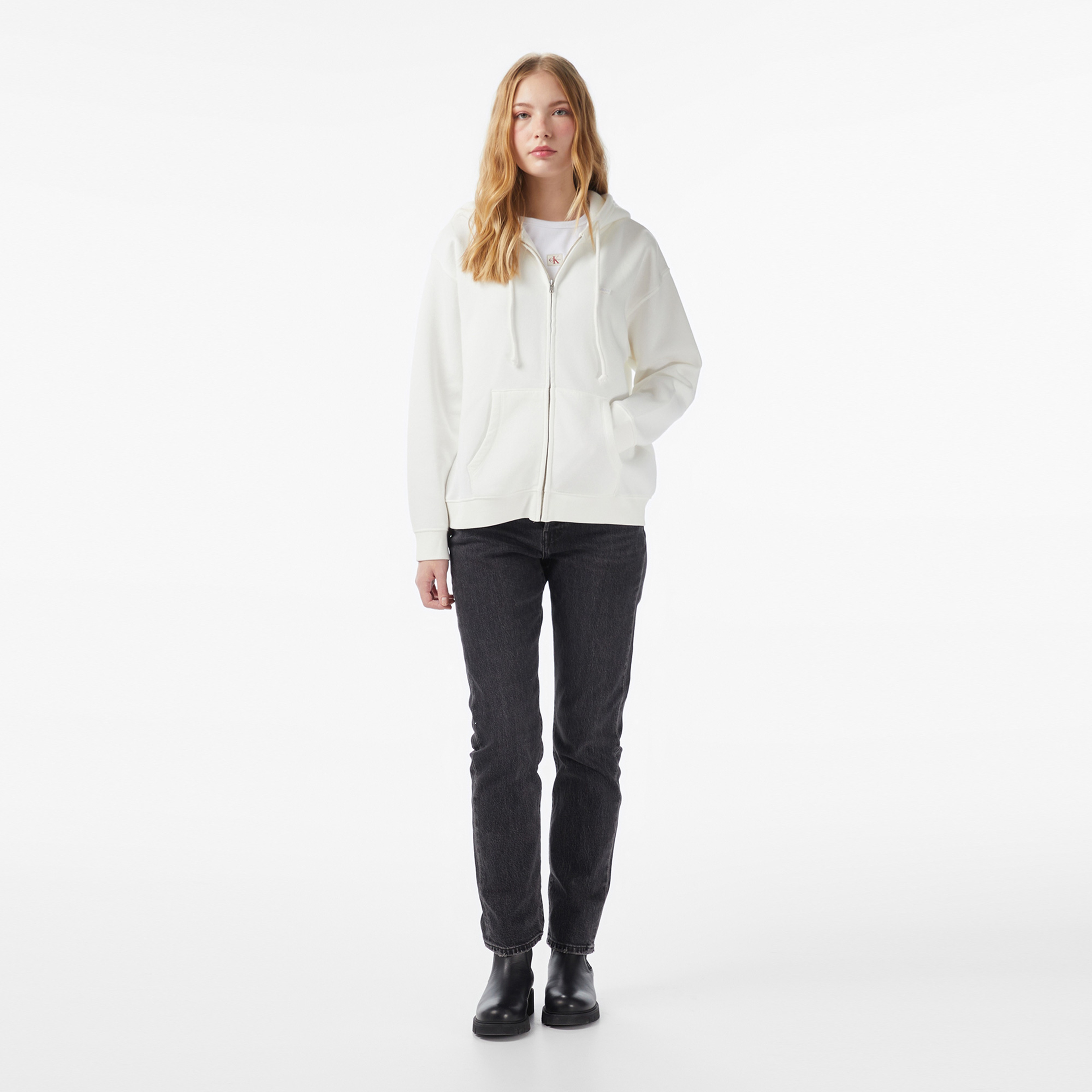 Levi'S Everyday Zip Swizzle Kadın Beyaz Sweatshirt