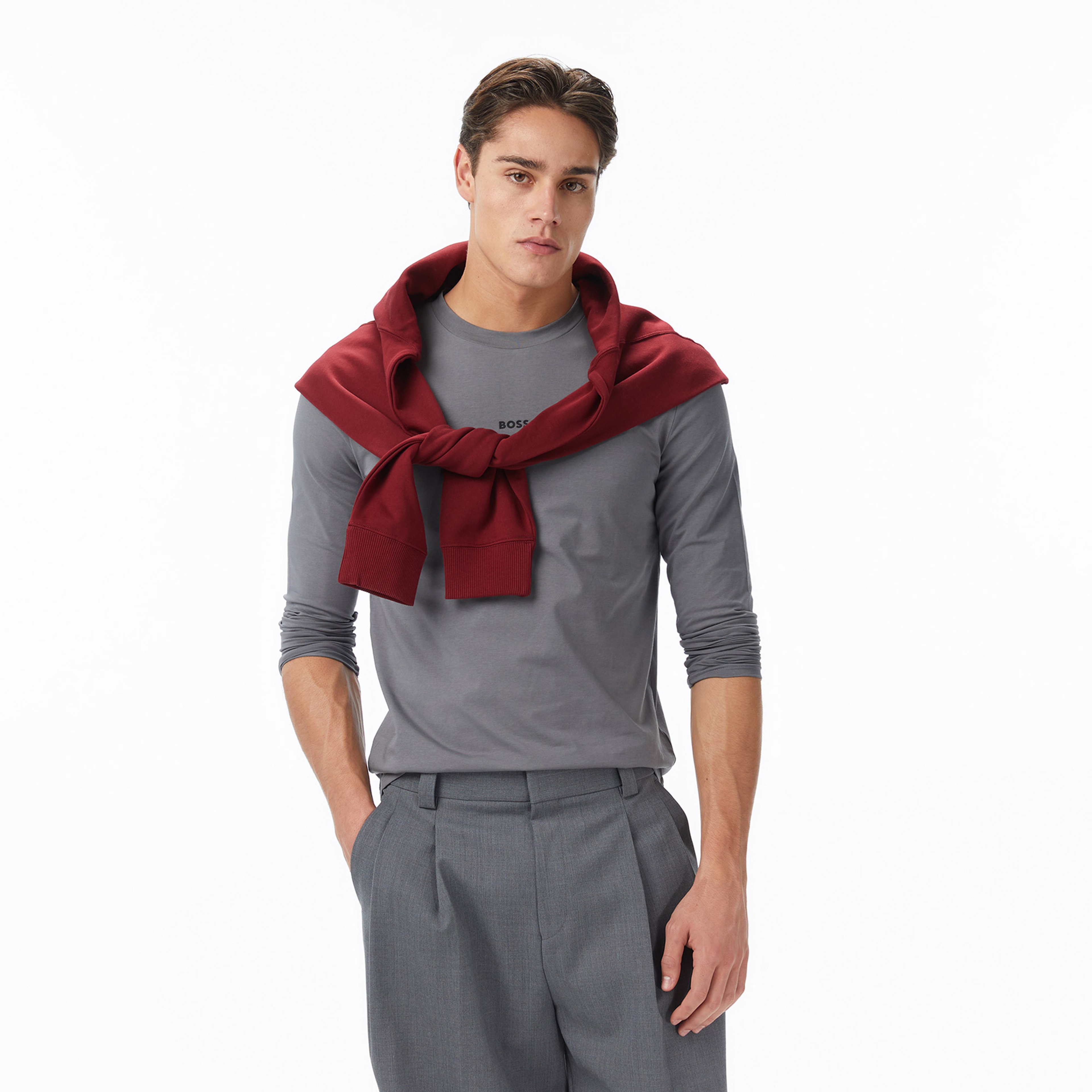 Boss Tchark Erkek Gri T-Shirt