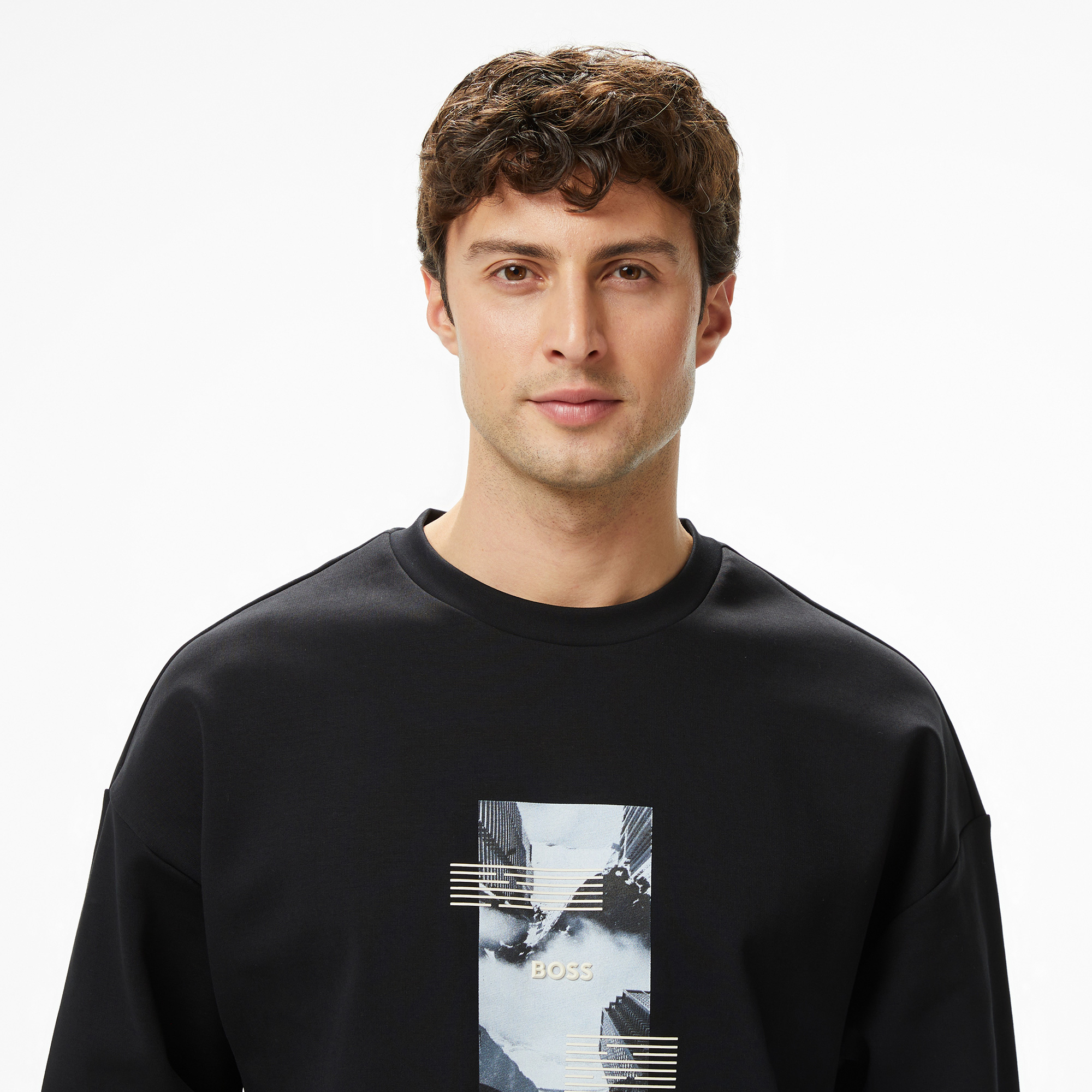 Boss Stenson Zone Erkek Siyah SweatshirtM50548324| Occasion