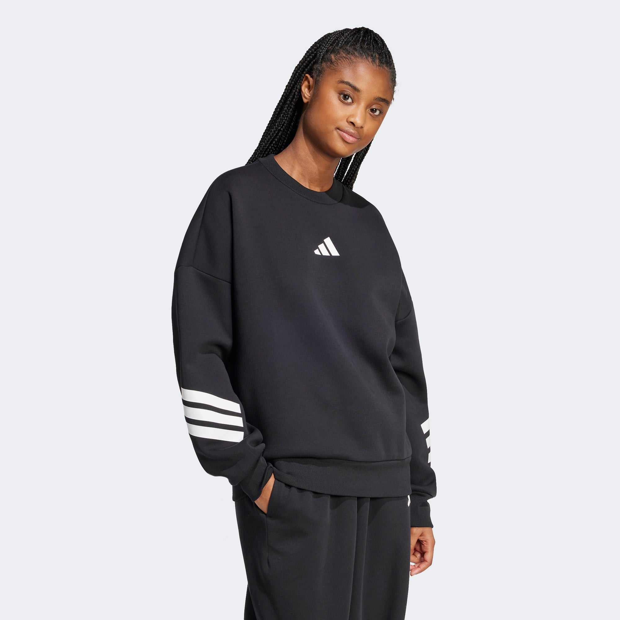 adidas Future Icon 3-Stripes Kadın Siyah Sweatshirt
