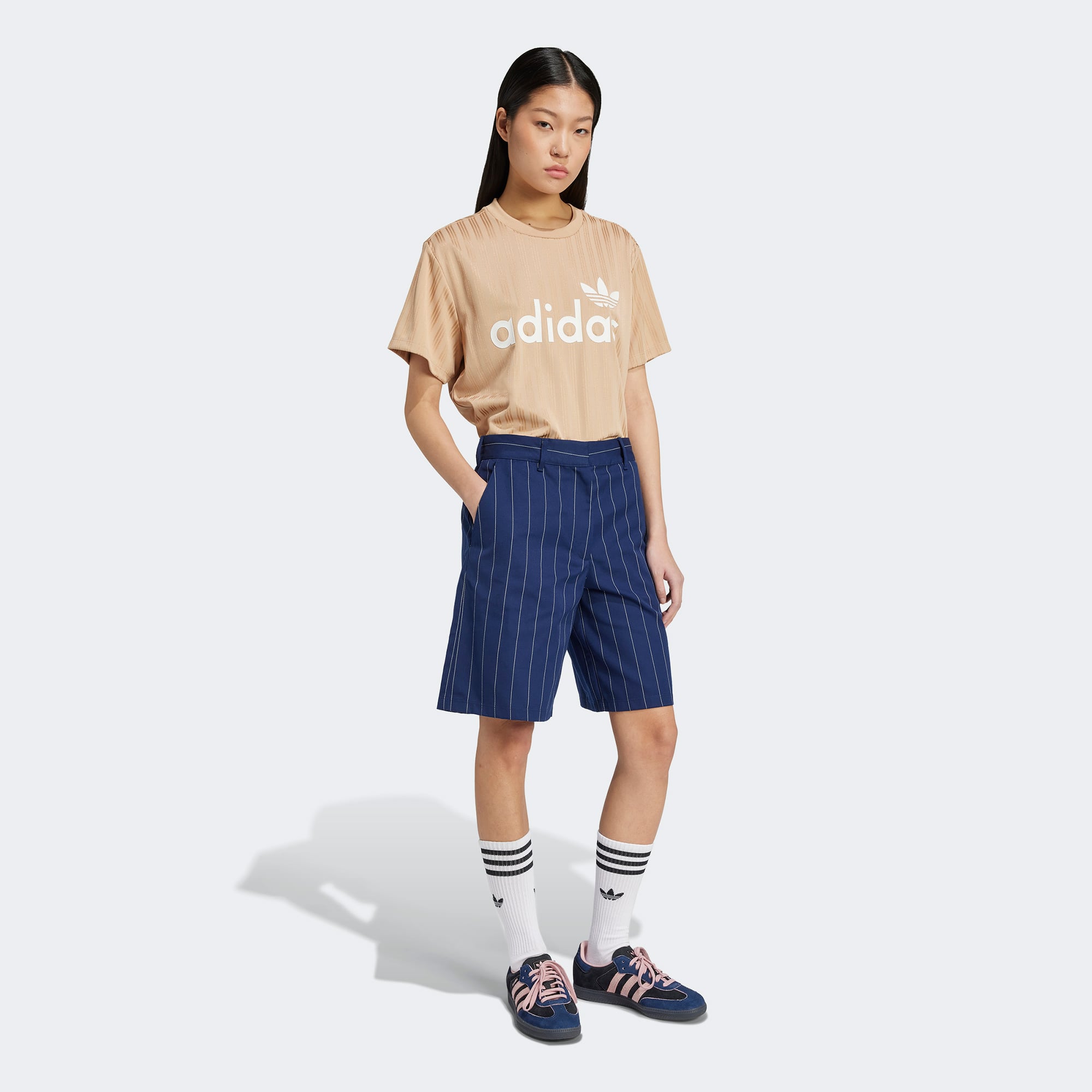 adidas Pinstripe Bermuda Kadın Mavi Şort