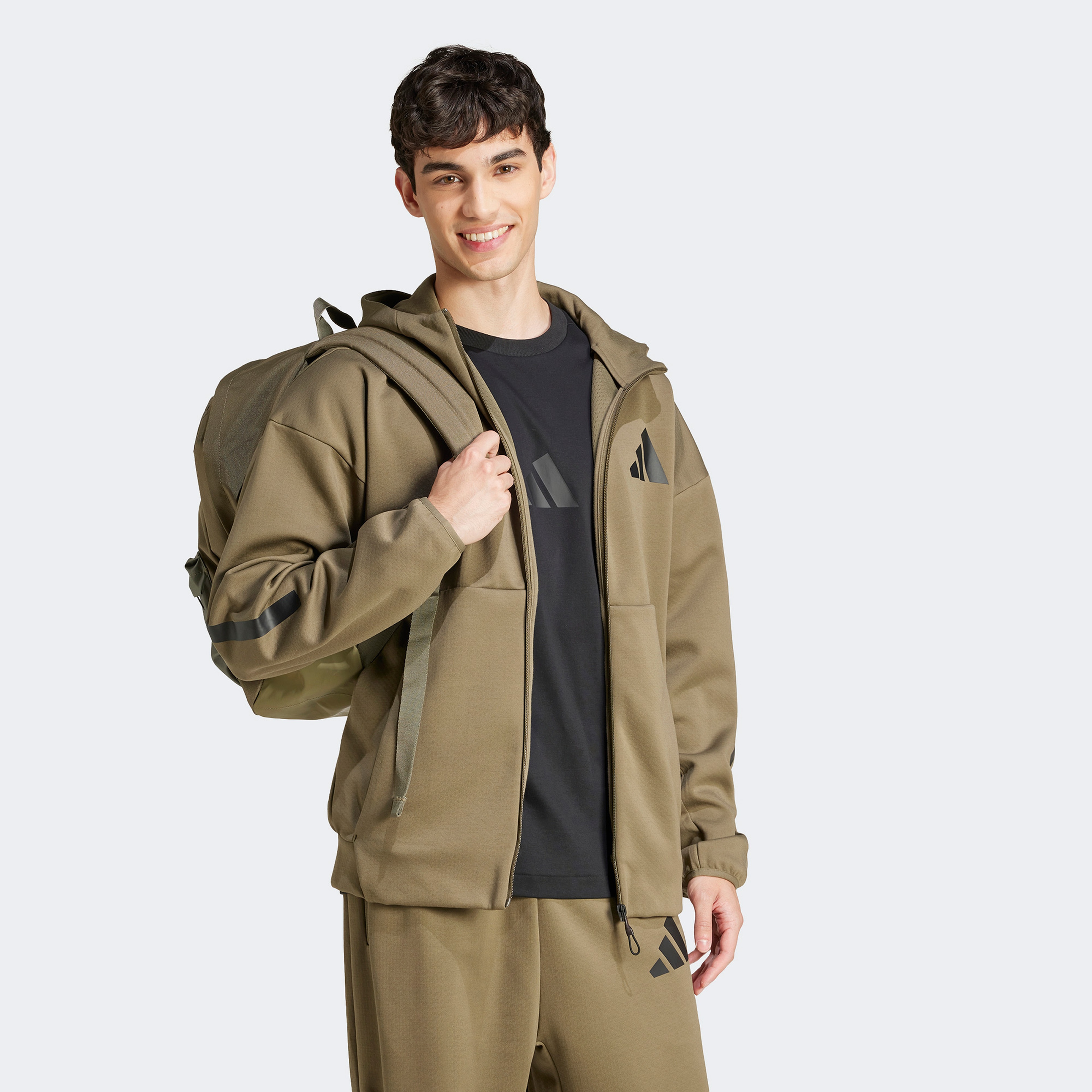 adidas Z.N.E. Full Zip Erkek Yeşil Eşofman Üstü