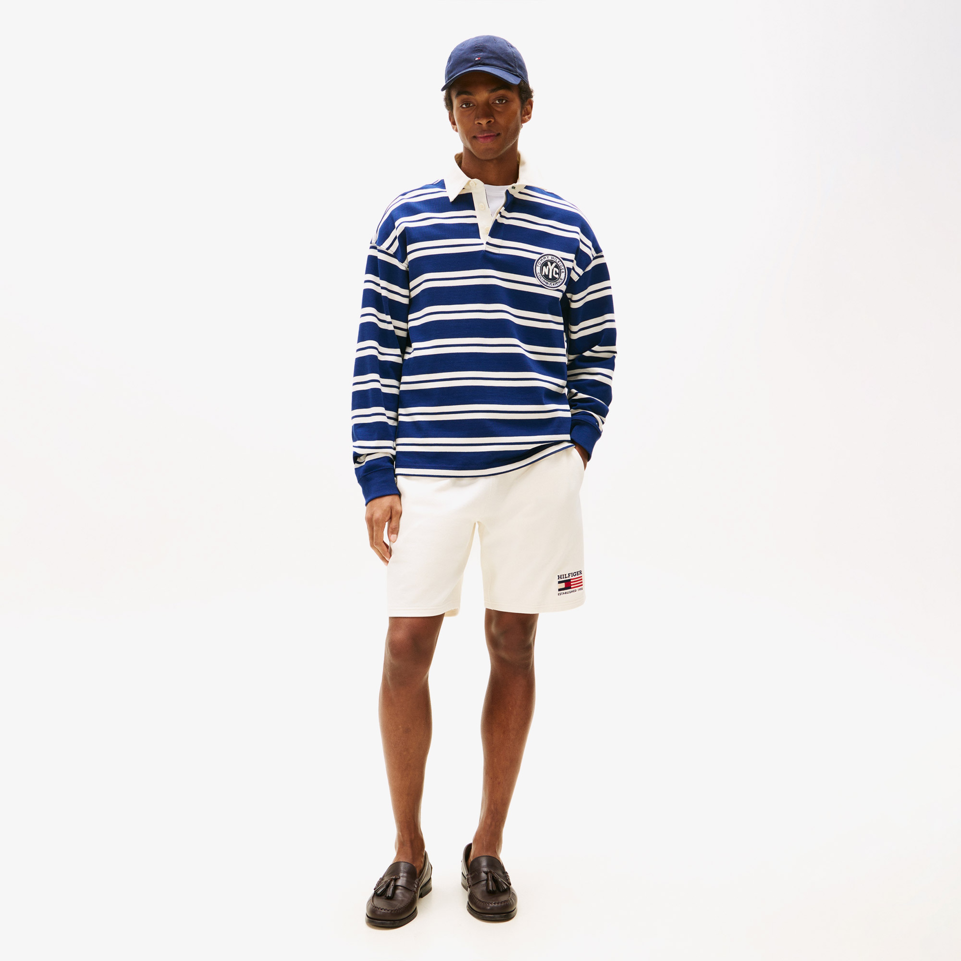 Tommy Hilfiger Authentic Stripe Erkek Beyaz Çizgili Sweatshirt