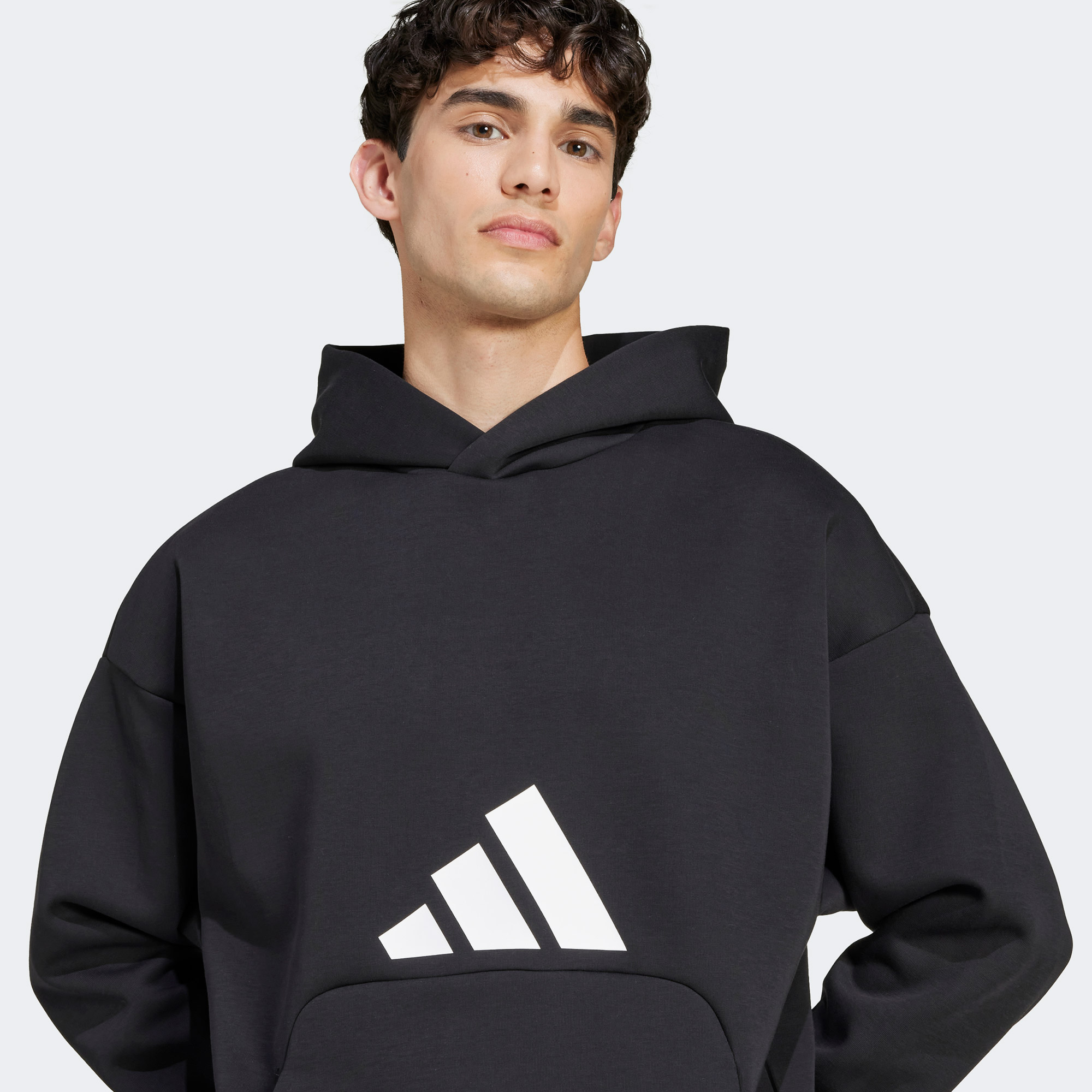 adidas Future Icons 3 Bar Logo Kapüşonlu Erkek Siyah Sweatshirt