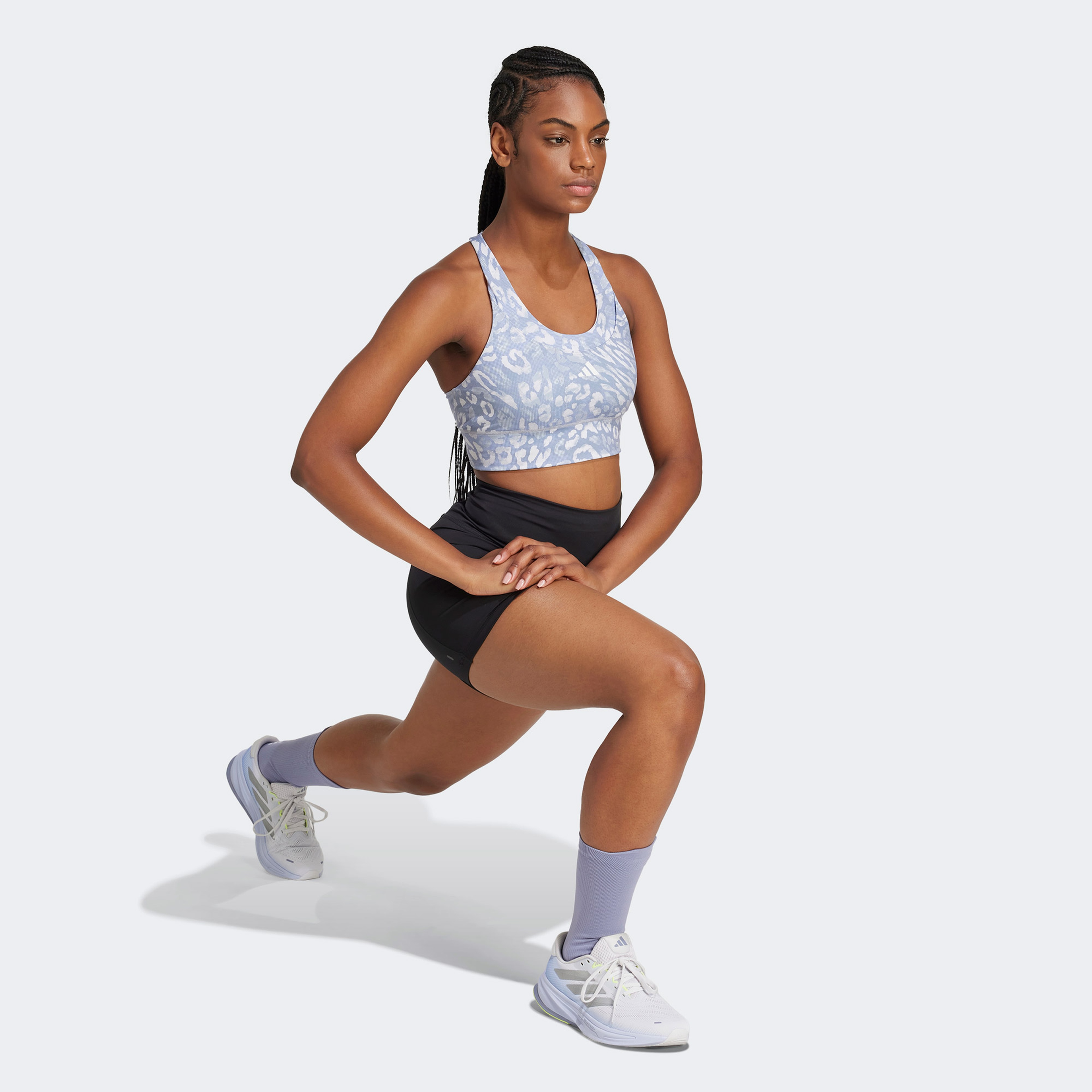 adidas Own the Run Pocket Medium Support Print Kadın Gri Bra