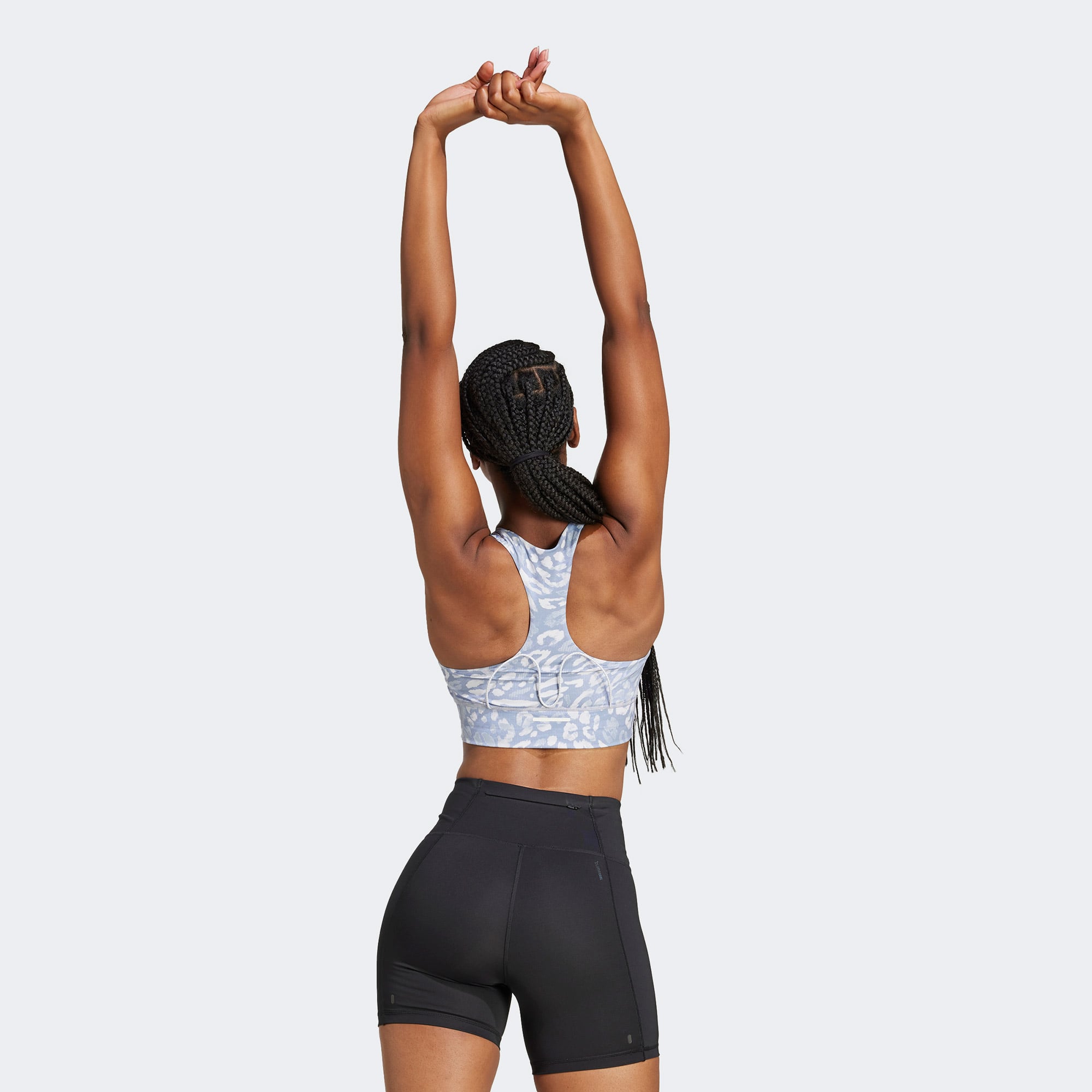 adidas Own the Run Pocket Medium Support Print Kadın Gri Bra