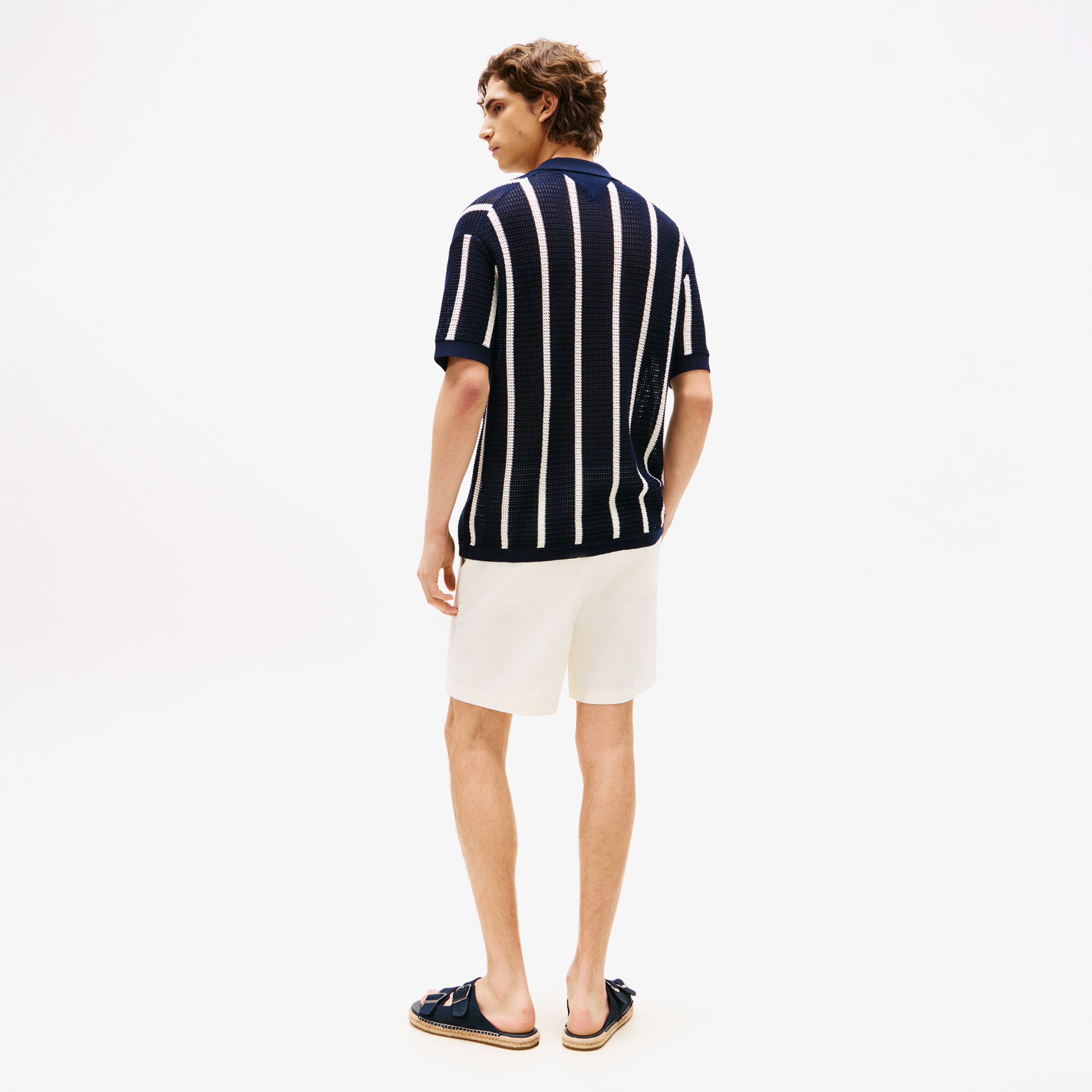 Tommy Hilfiger Vertical Stripe Open Erkek Lacivert Triko