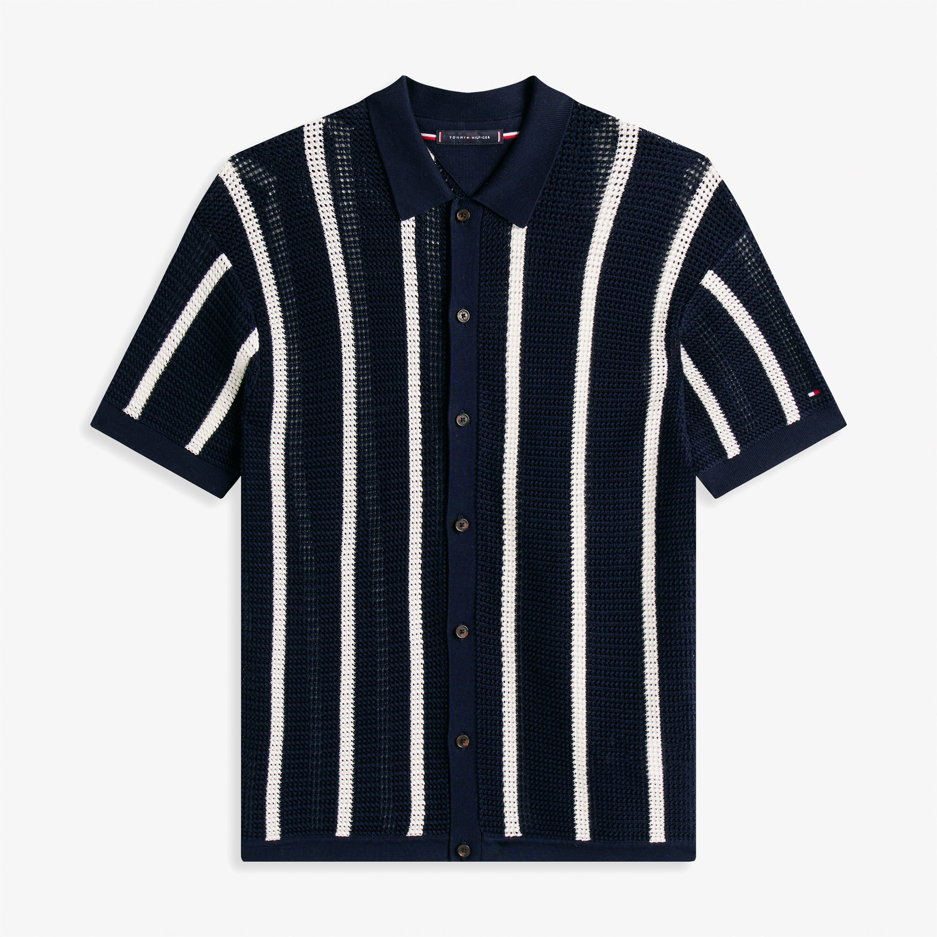 Tommy Hilfiger Vertical Stripe Open Erkek Lacivert Triko