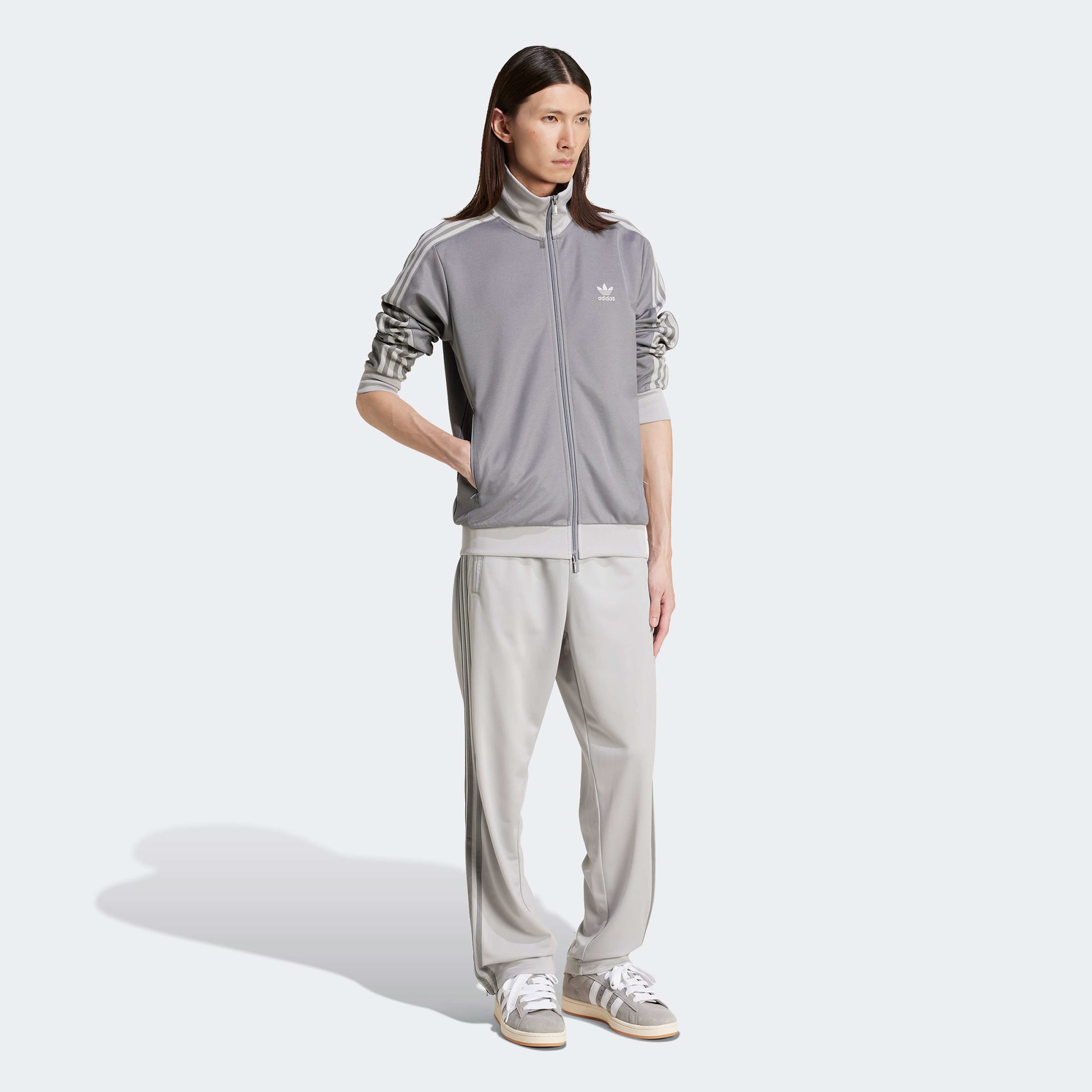 adidas Adicolor Classics Beckenbauer Fermuarlı Erkek Gri Eşofman Üstü