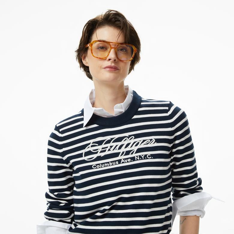 Tommy Hilfiger Graphic Kadın Mavi Kazak