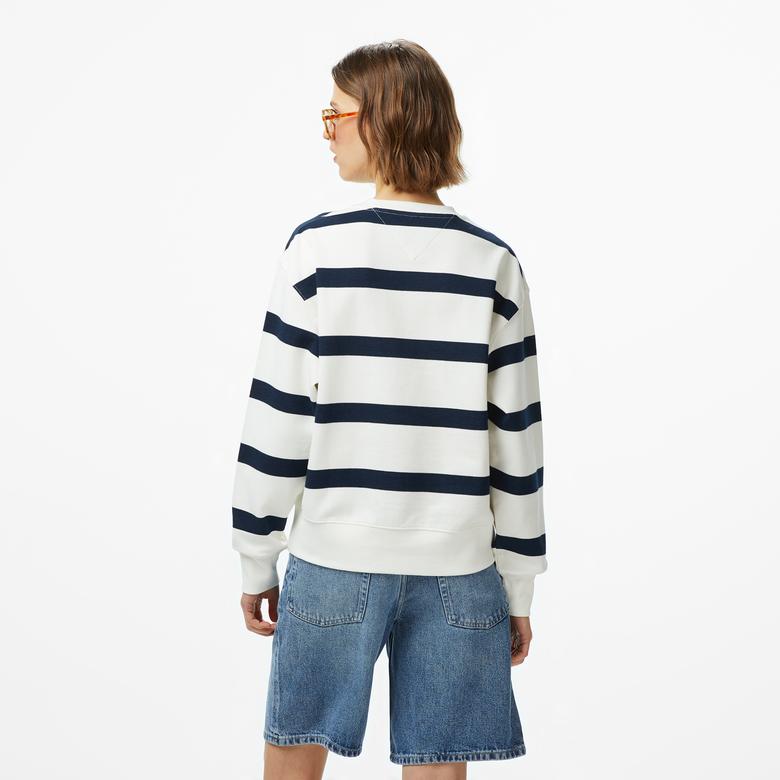 Tommy Hilfiger Script Regular Pique Kadın Beyaz Sweatshirt