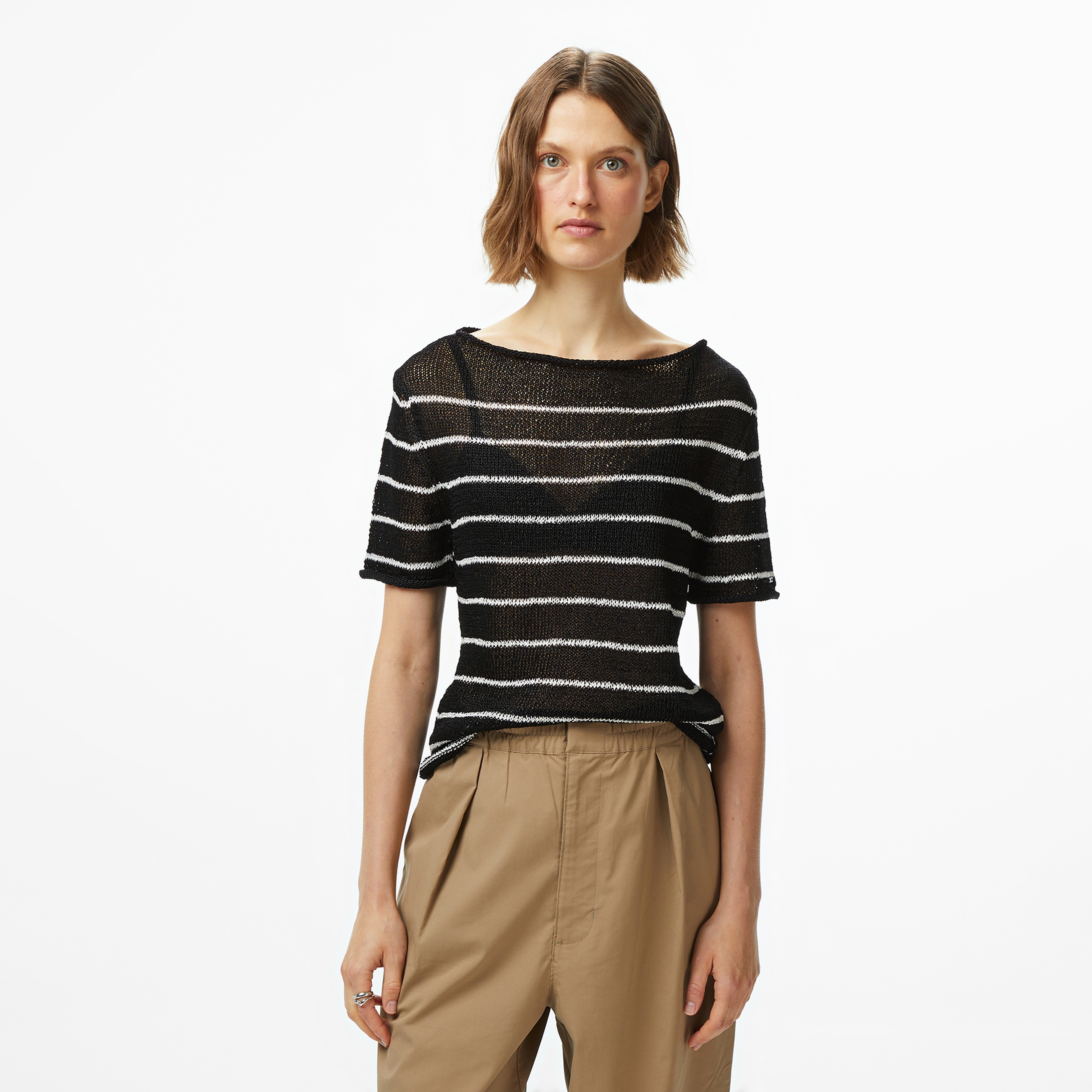 Tommy Hilfiger Textured Rayon Open Kadın Siyah Kazak