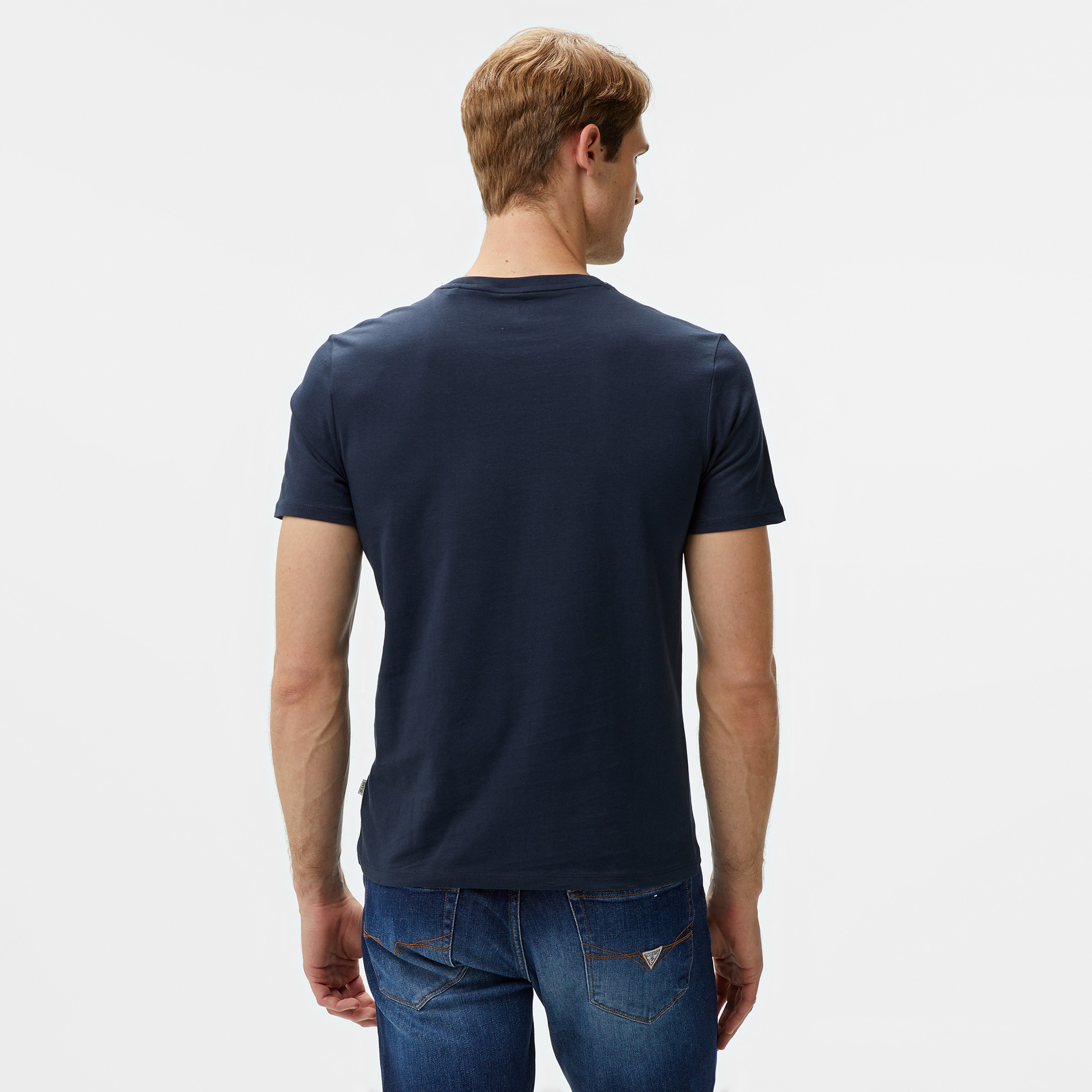 Guess Slim America Organic Cotton 160Gsm Erkek Lacivert T-Shirt