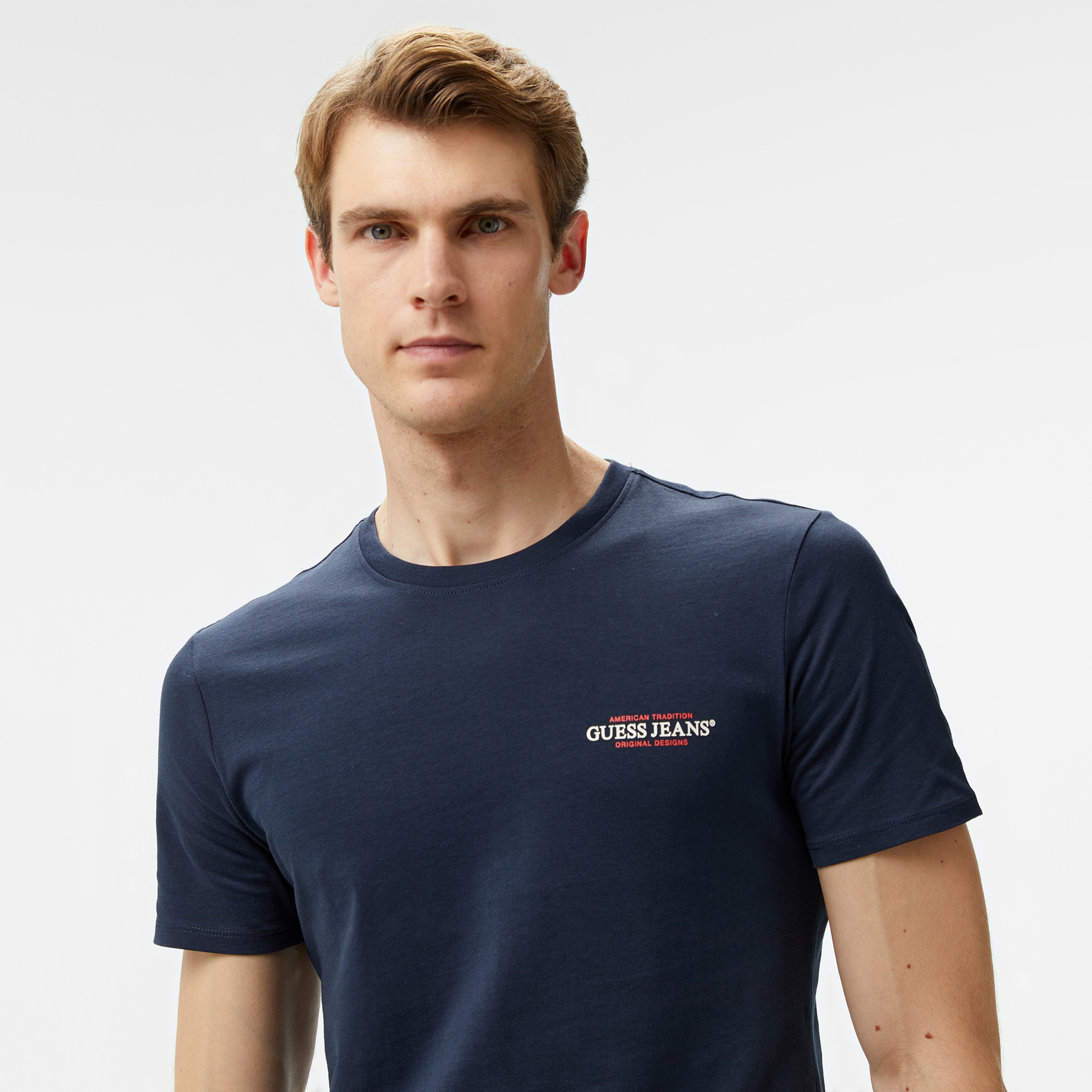Guess Slim America Organic Cotton 160Gsm Erkek Lacivert T-Shirt