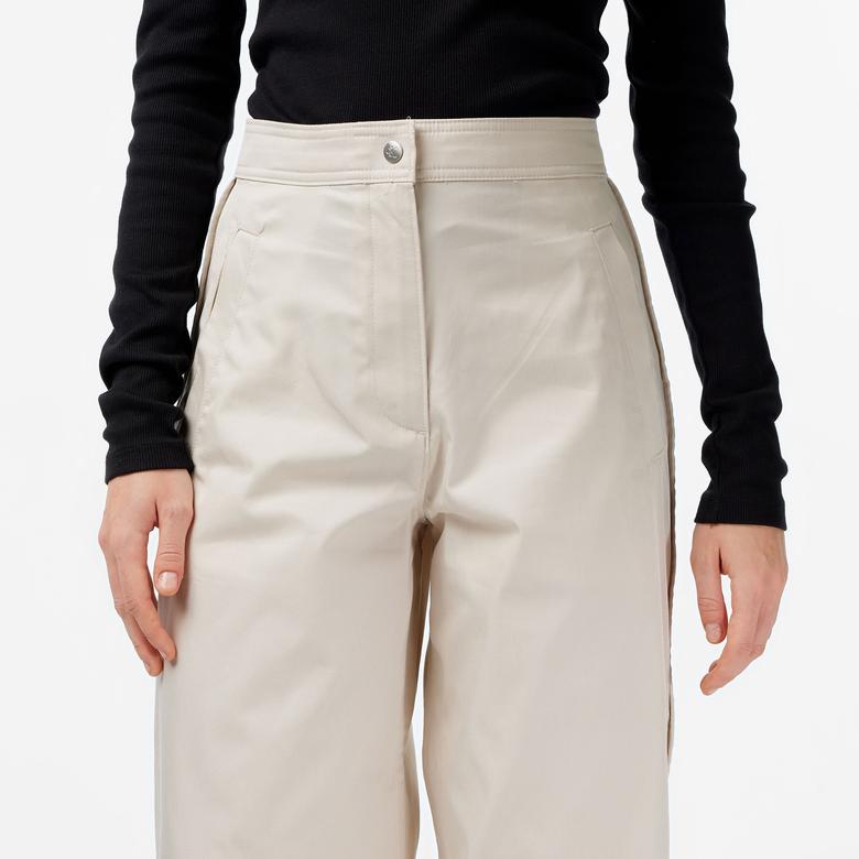 Calvin Klein Cotton Twill Logo Stripe  Kadın Beyaz Pantolon