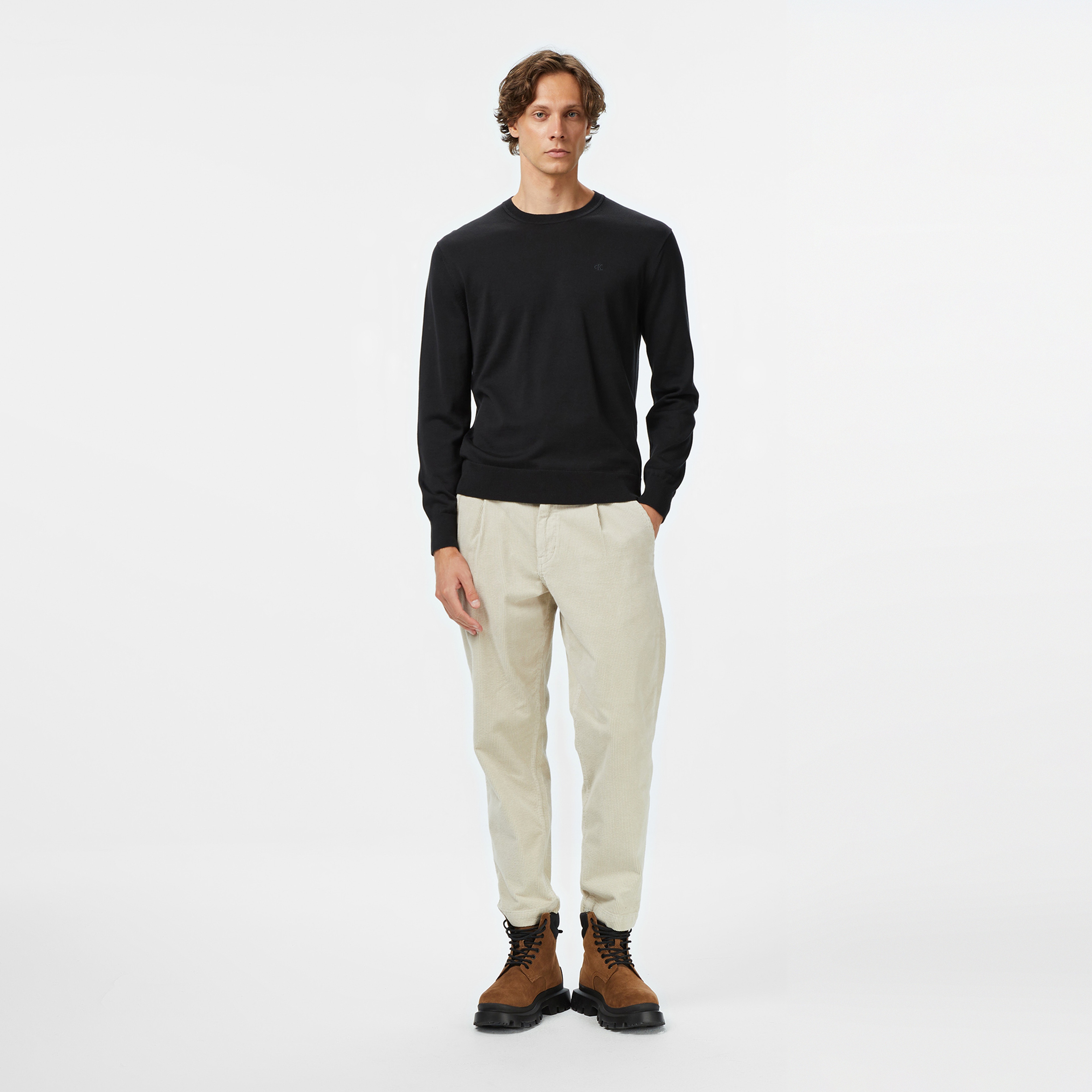 Calvin Klein Supima Cotton Crew Erkek Siyah Triko