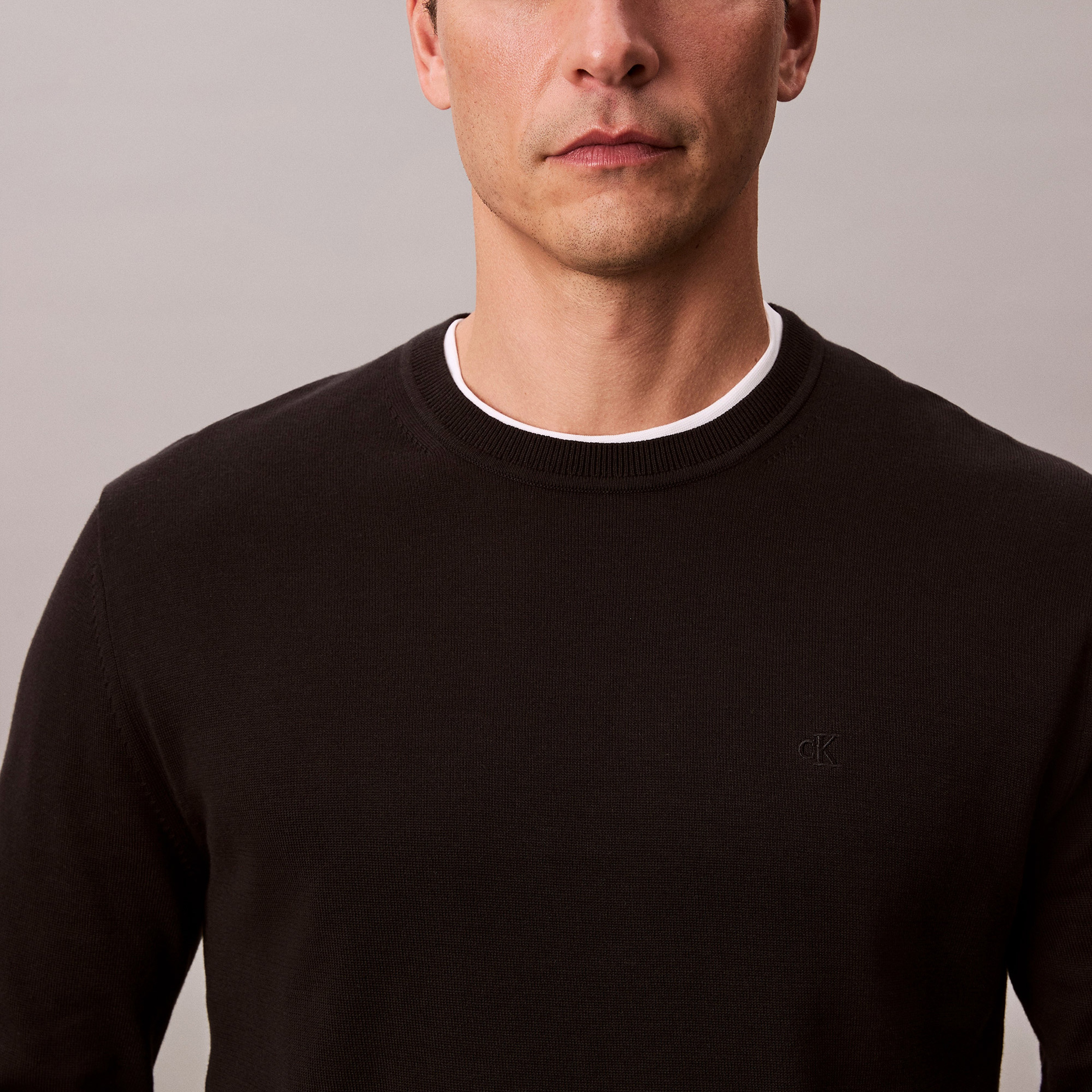 Calvin Klein Supima Cotton Crew Erkek Siyah Triko