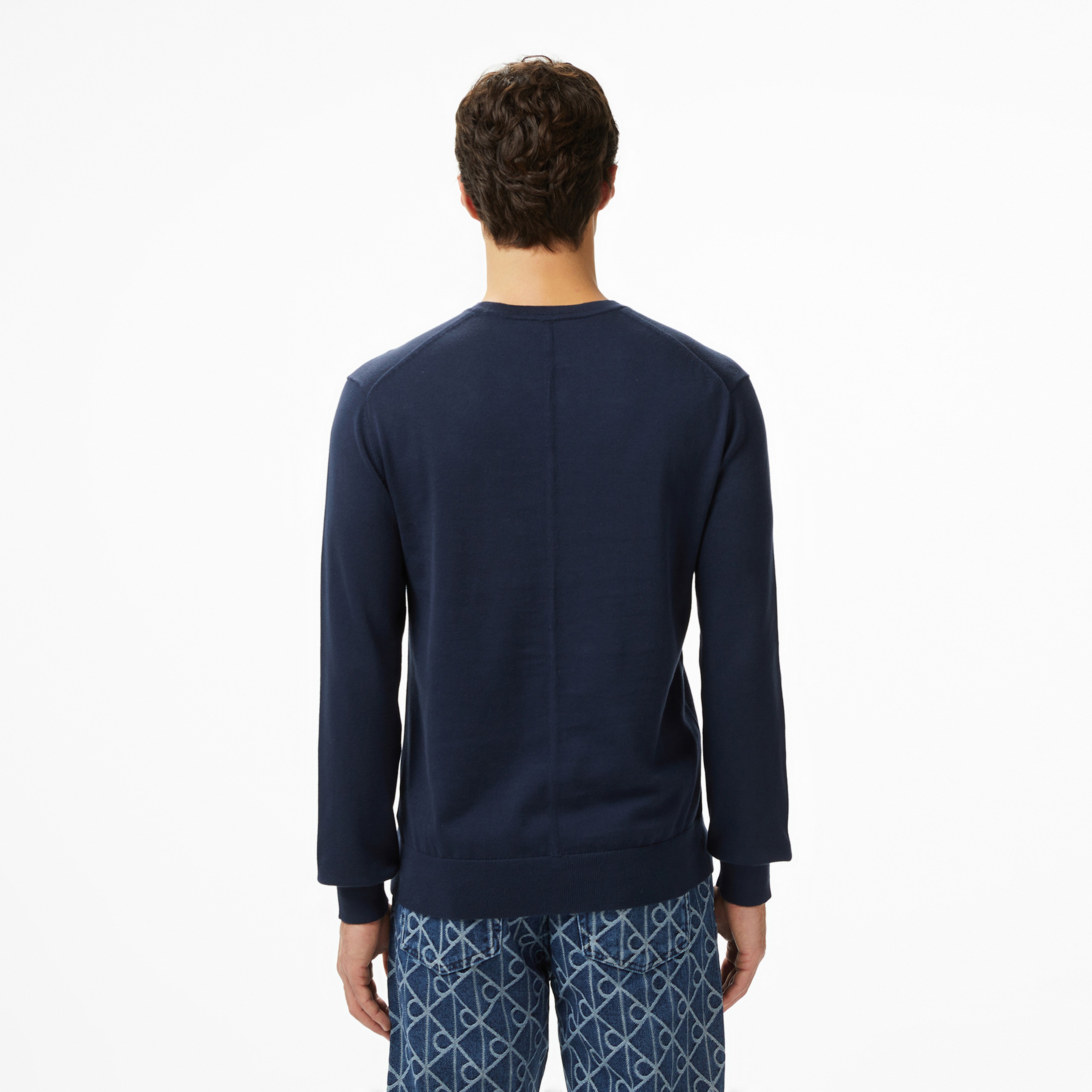 Calvin Klein Supima Cotton Crew Erkek Mavi Triko