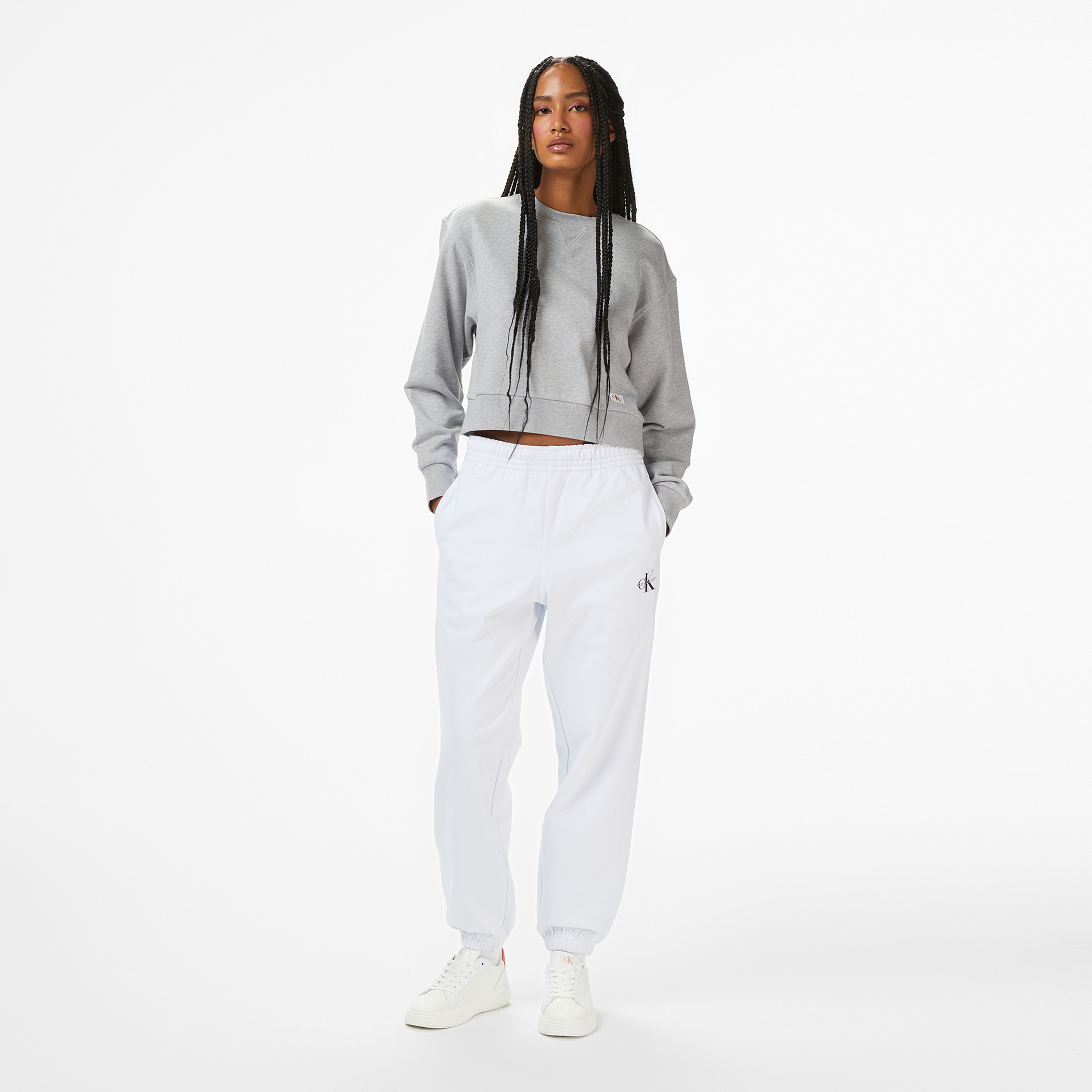 Calvin Klein Monologo French Terry Jogger Kadın Beyaz Eşofman Altı