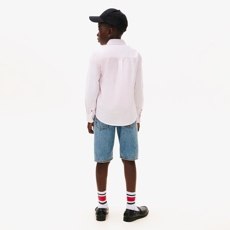 Tommy Hilfiger Flag Oxford Çocuk Pembe Gömlek