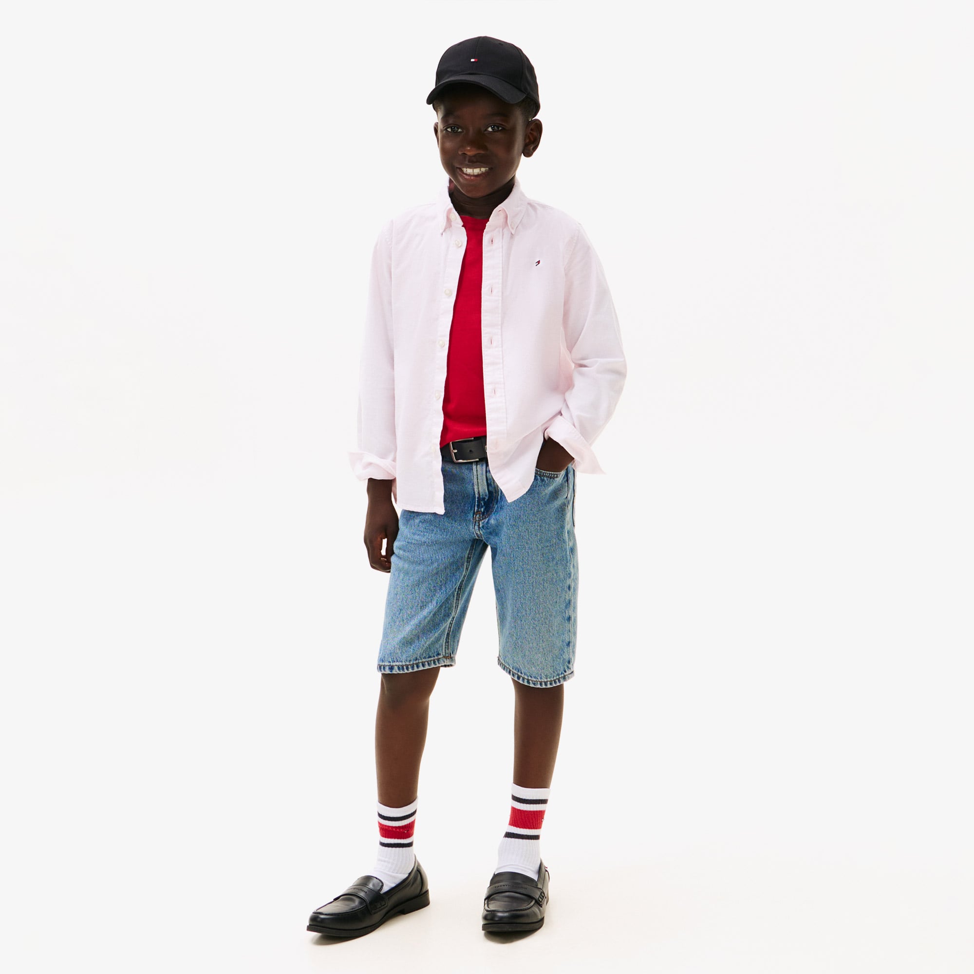 Tommy Hilfiger Flag Oxford Çocuk Pembe Gömlek