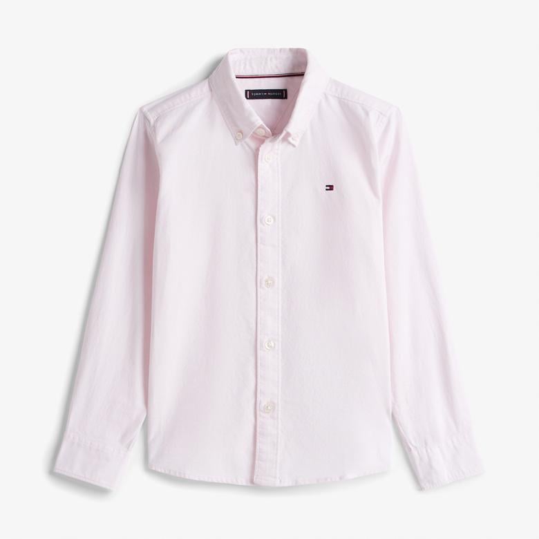 Tommy Hilfiger Flag Oxford Çocuk Pembe Gömlek