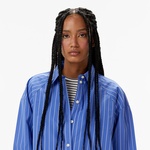 Calvin Klein Stripe Boxy Cropped Kadın Mavi Gömlek