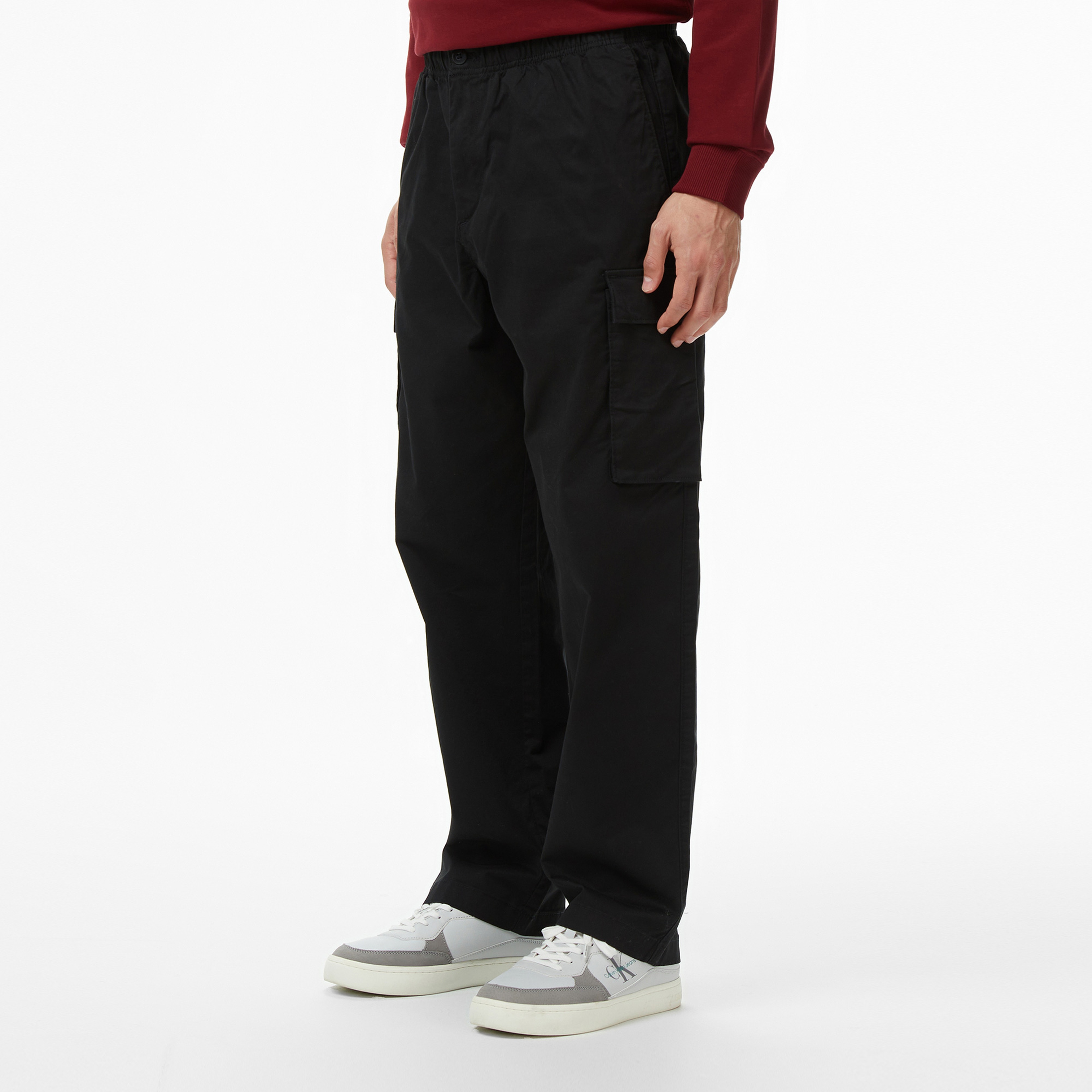 Calvin Klein Cotton Pull On Straight Cargo Erkek Siyah Pantolon