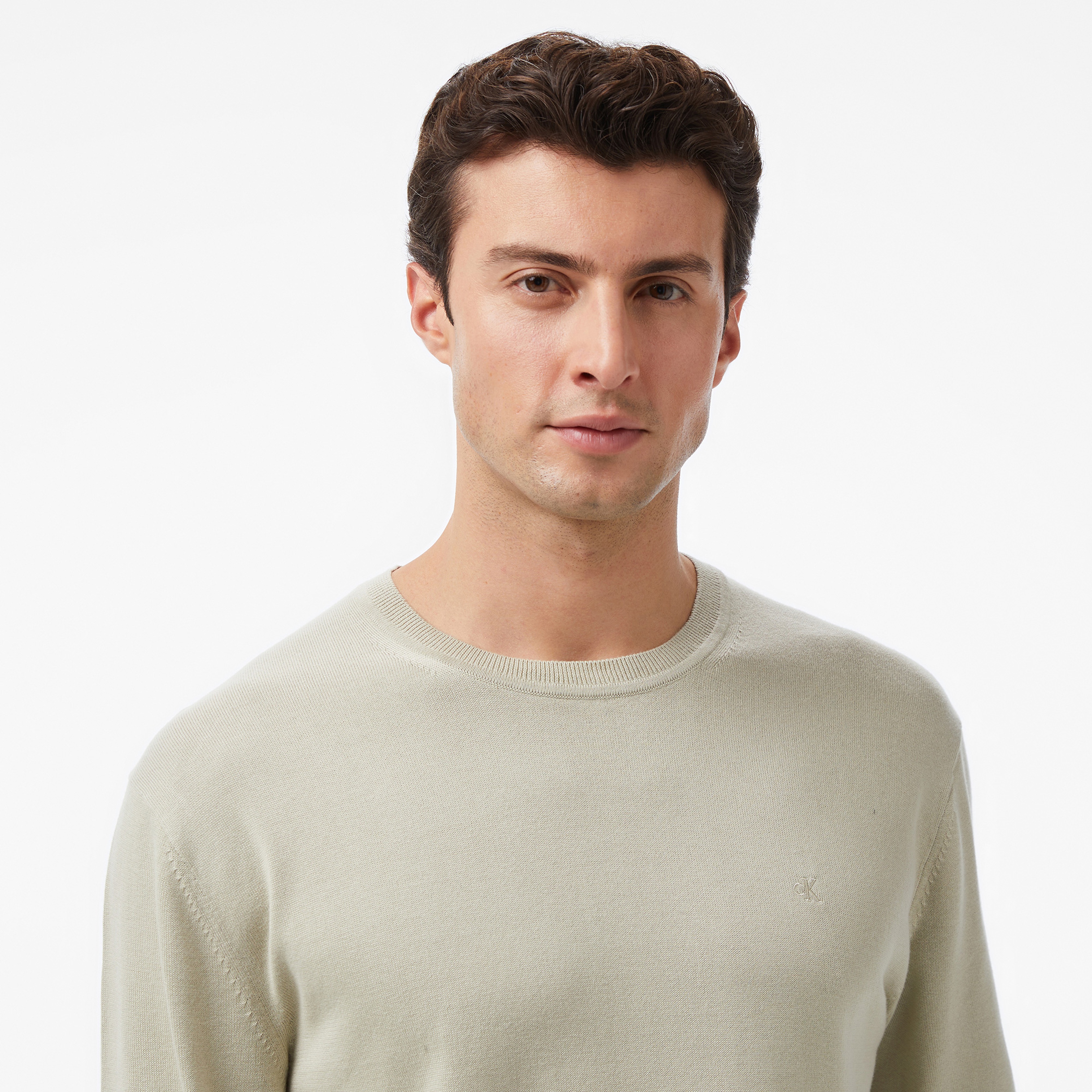 Calvin Klein Supima Erkek Haki Triko